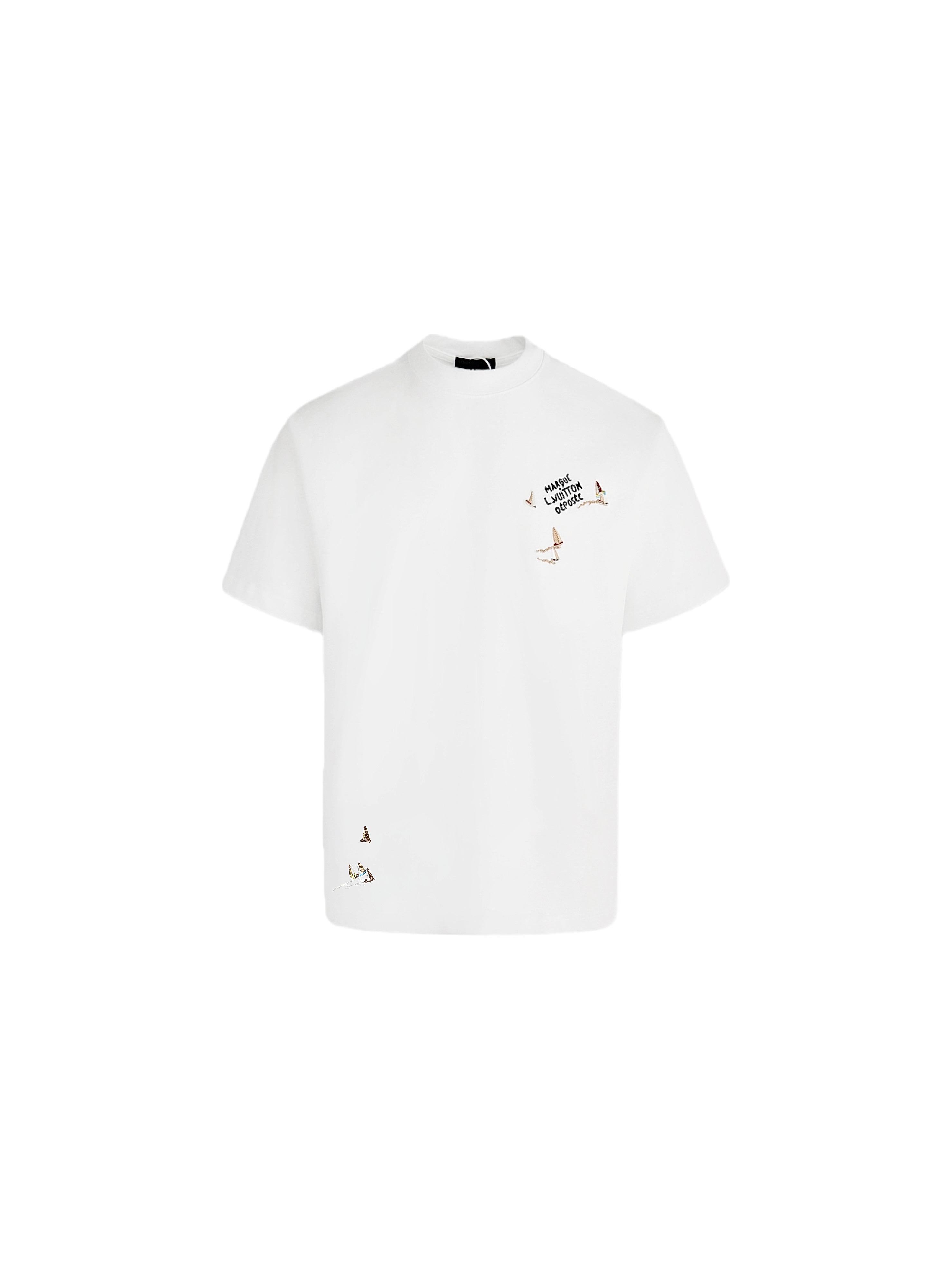 P80 [Versión alta].Louis Vuitton*velero Louis Vuitton⛵️bordado‼️Camiseta de manga corta *Ajuste holgado. Confeccionado …