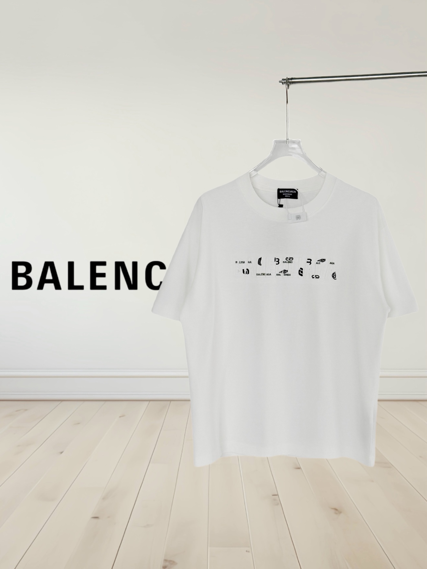 P85 [Alta calidad] BALENCIAGA París, camiseta de cuello redondo con letras bordadas ‼️ *Corte holgado personalizado. Te…