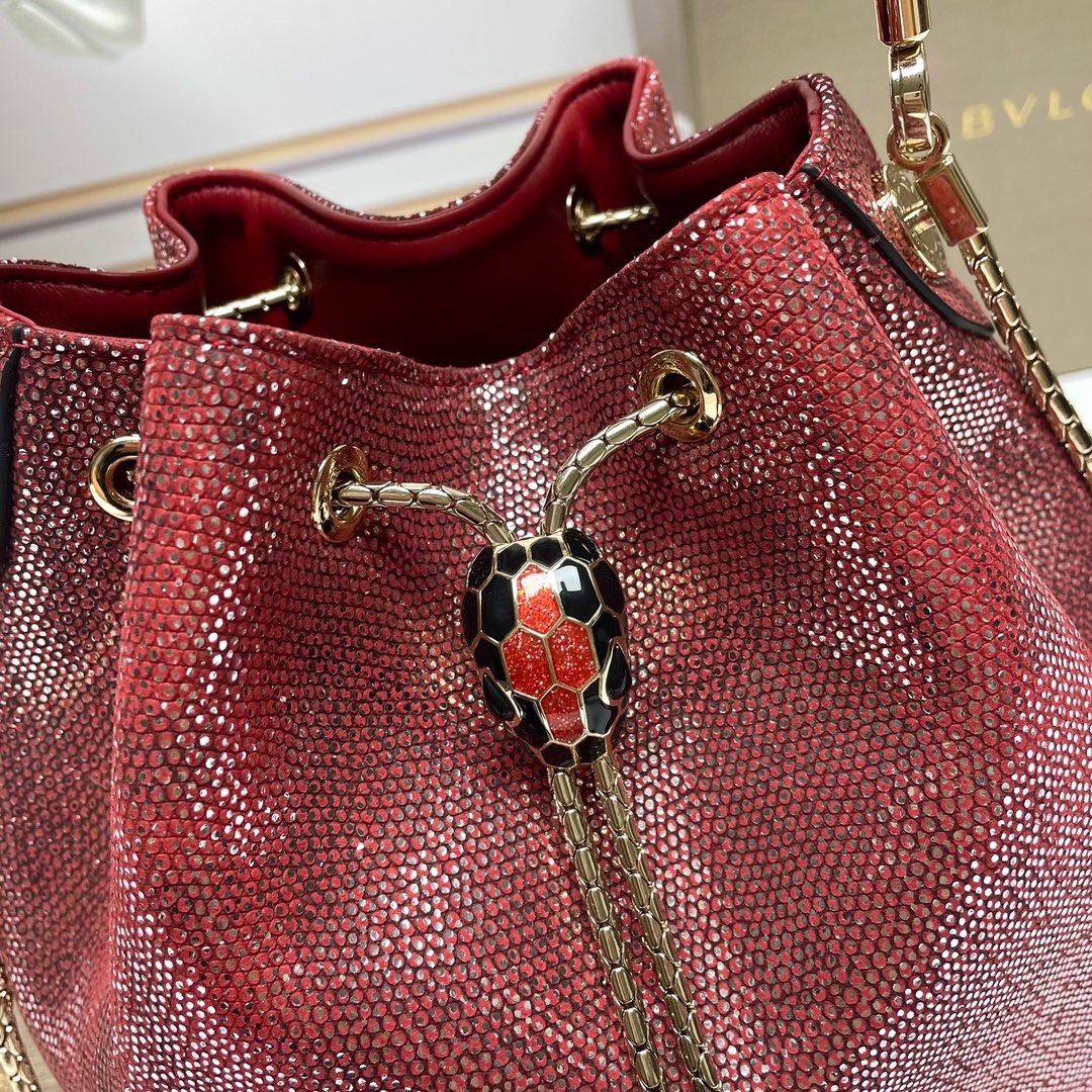 🎉【Bvlgari】Bvlgari counter new limited edition bucket bag🐍snake skin model, B287614, made of imported snakeskin lining lambskin photo 5