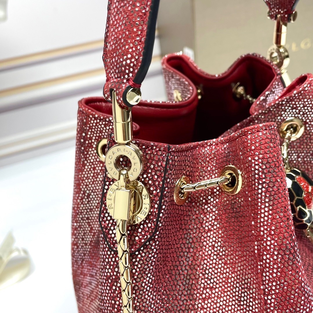 🎉【Bvlgari】Bvlgari counter new limited edition bucket bag🐍snake skin model, B287614, made of imported snakeskin lining lambskin photo 6