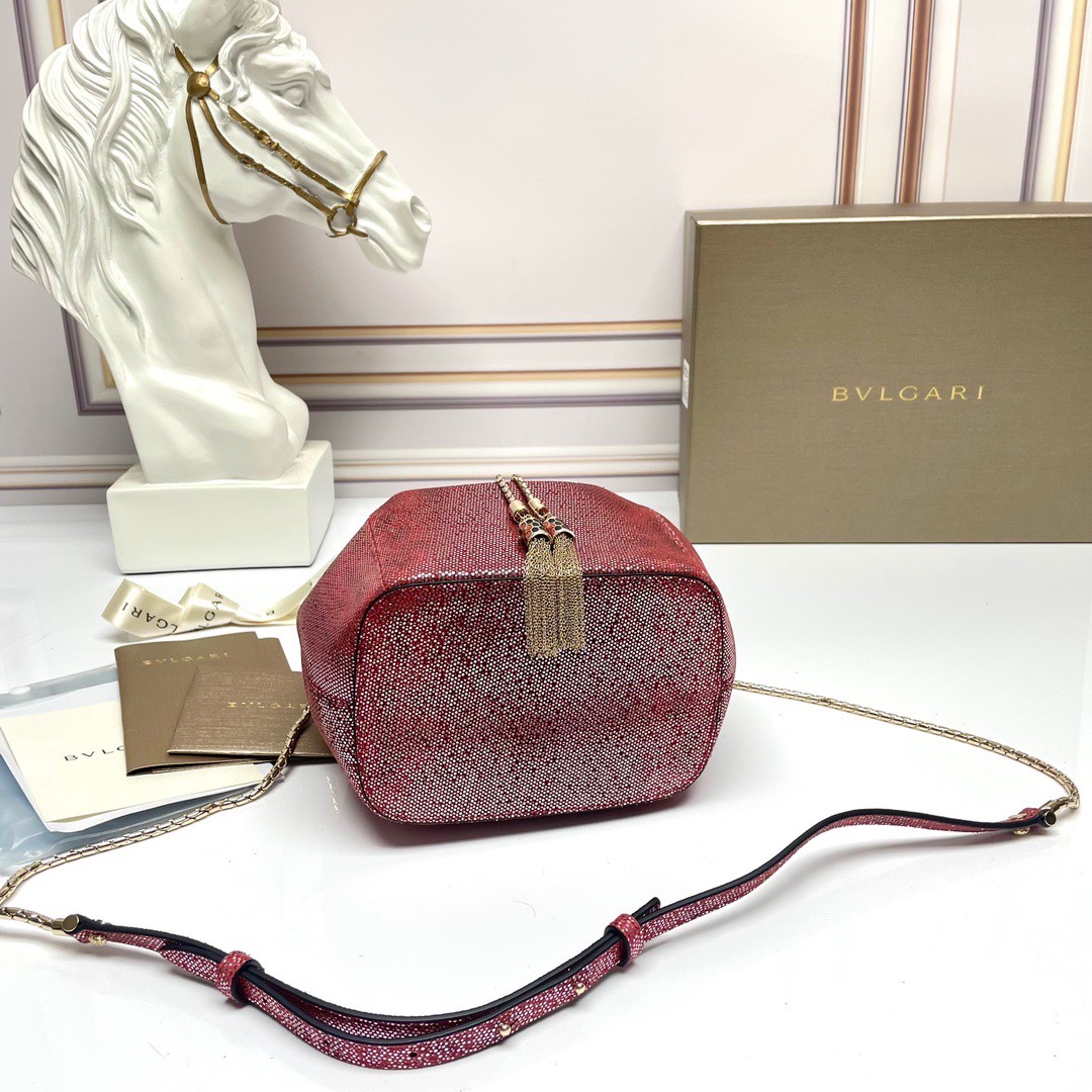 🎉【Bvlgari】Bvlgari counter new limited edition bucket bag🐍snake skin model, B287614, made of imported snakeskin lining lambskin photo 7