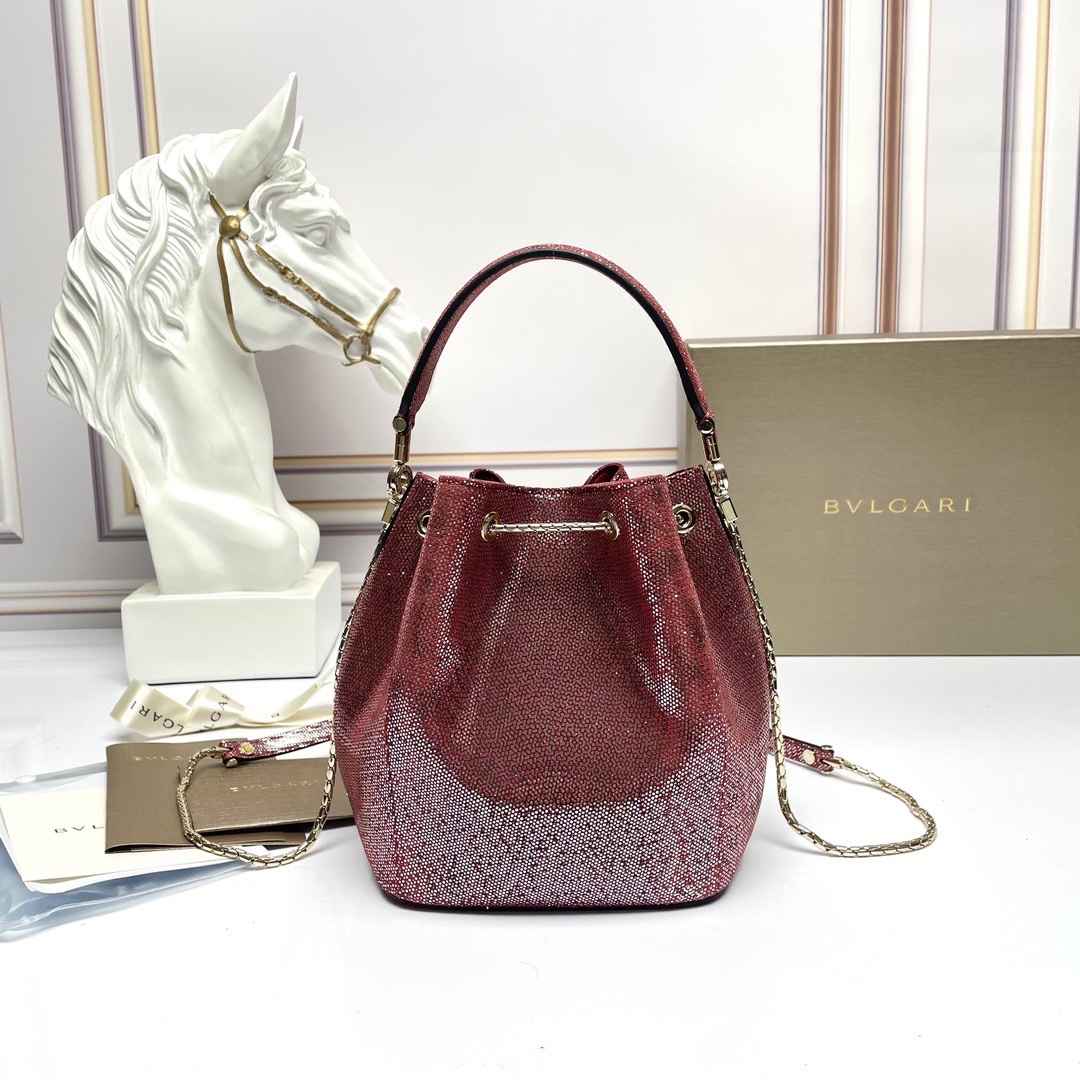 🎉【Bvlgari】Bvlgari counter new limited edition bucket bag🐍snake skin model, B287614, made of imported snakeskin lining lambskin photo 9