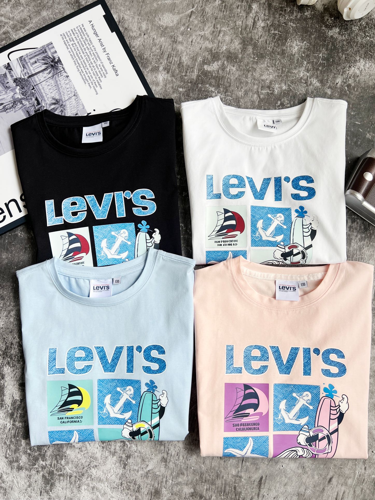 Lote a 69.9 [Camisetas de manga corta de verano para niños mayores, tallas 120-180] Colores: rosa, azul, negro, blanco.…