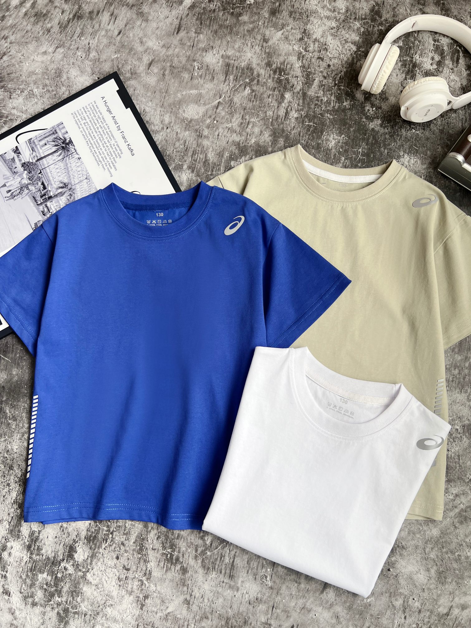 Lote a 69.9 [Camisetas de manga corta de verano para niños mayores, tallas 130-170, varios colores] Colores: azul petró…