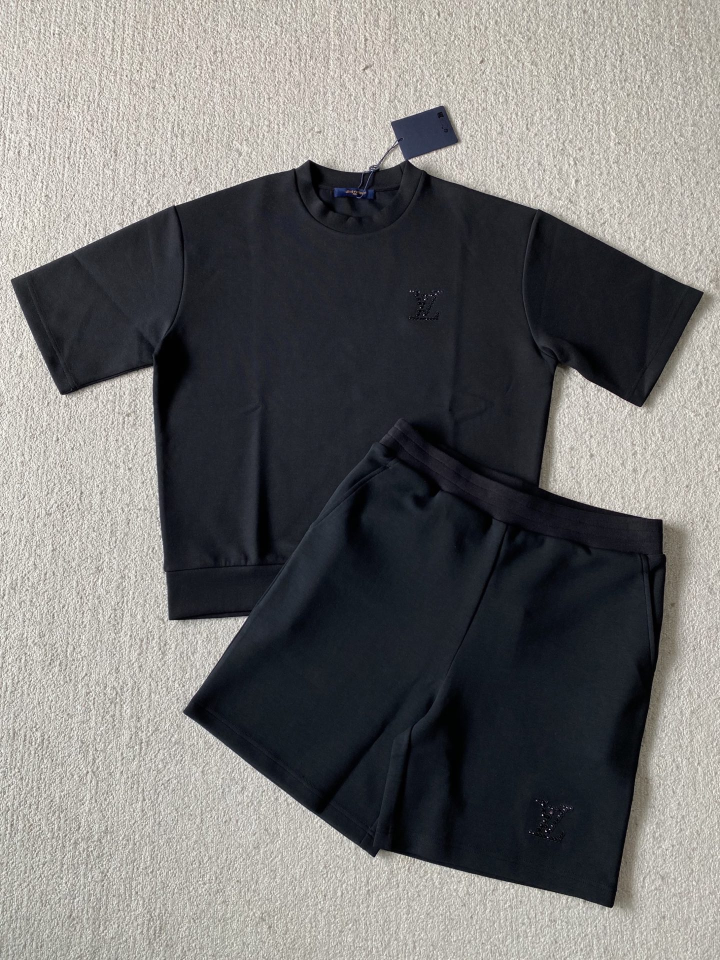 Louis Vuitton Black Cotton Blend Short Set with Rhinestone Embellishment 2 i1744105463323 5255 0 5
