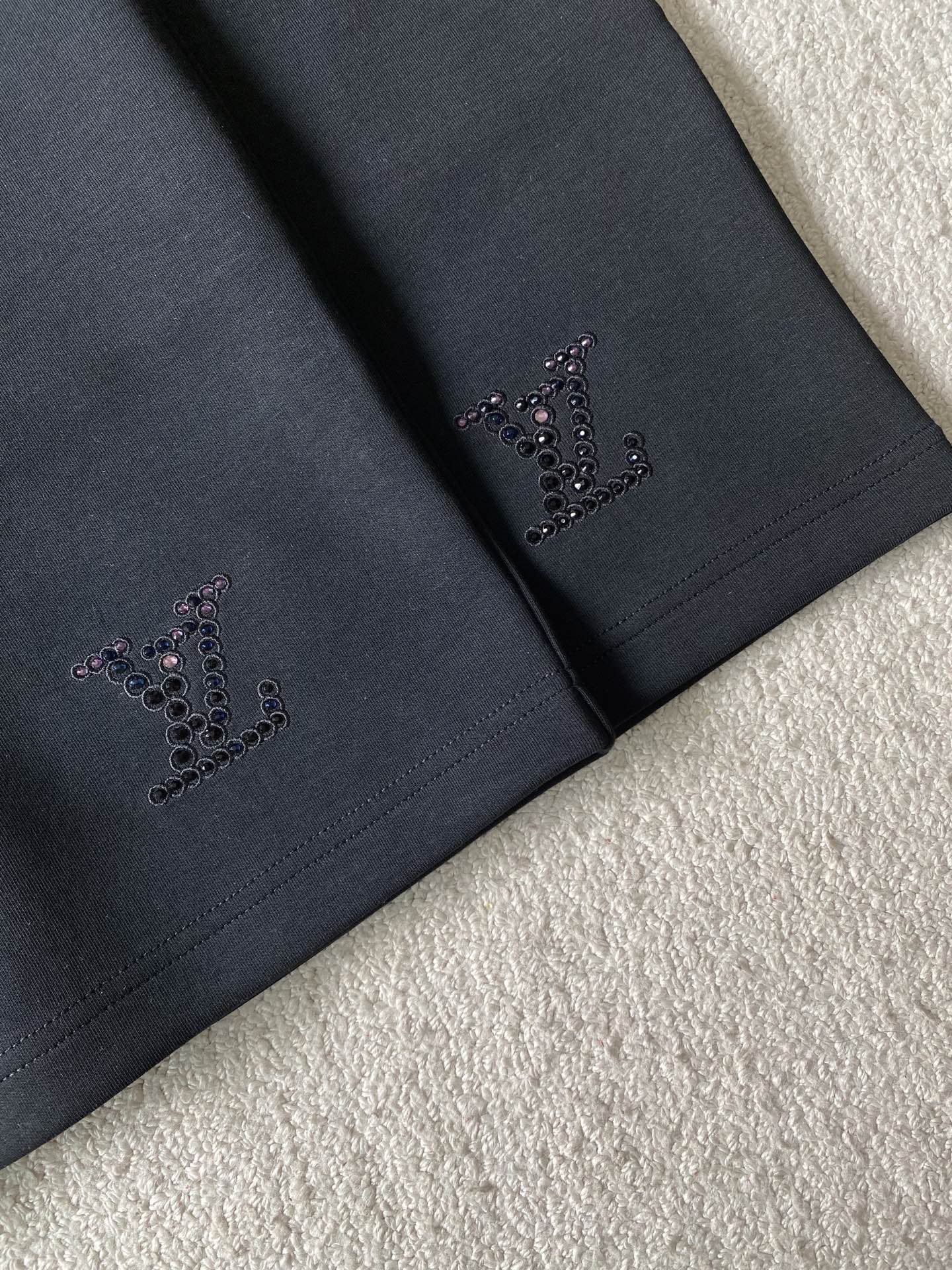 Louis Vuitton Black Cotton Blend Short Set with Rhinestone Embellishment 4 i1744105465379 860 0 7