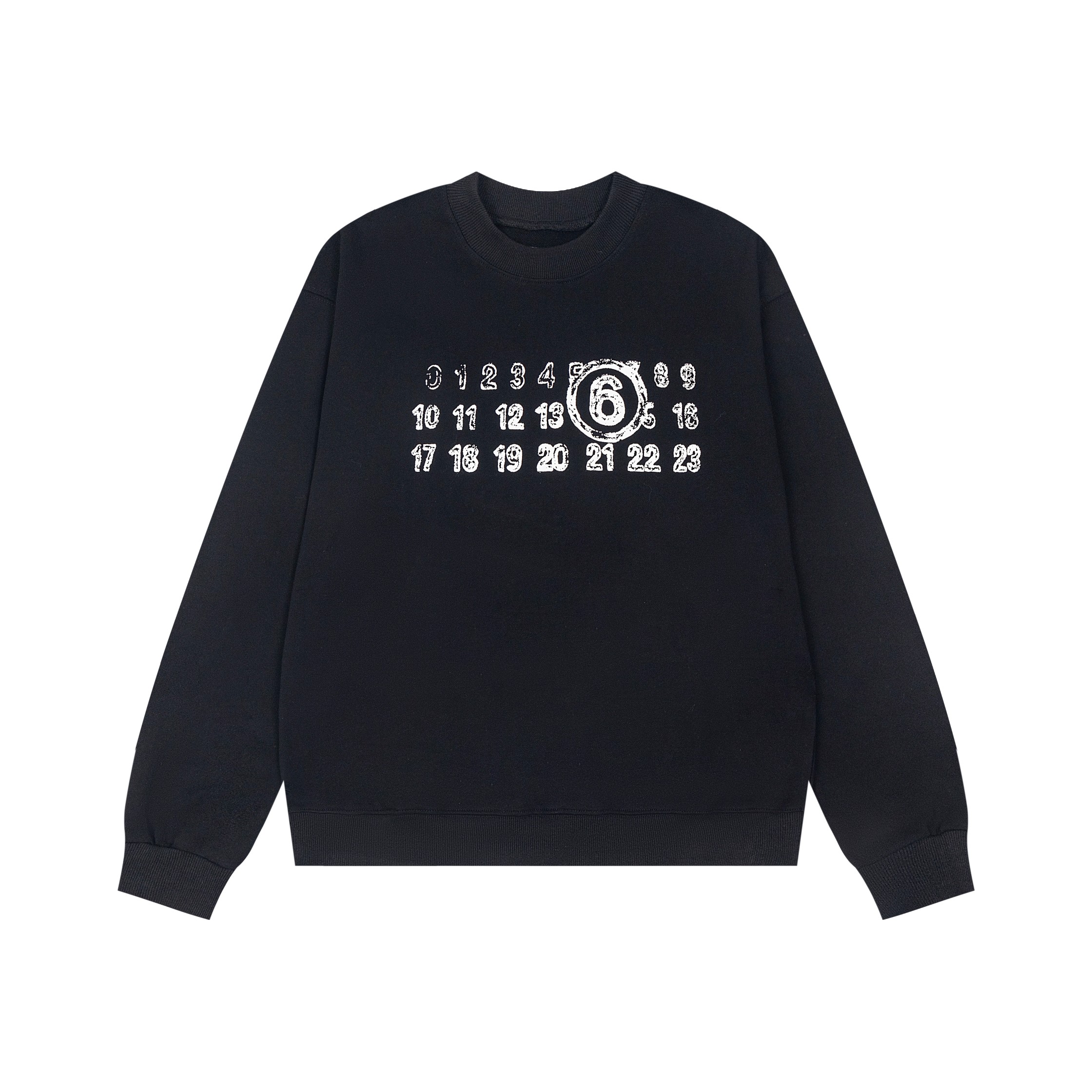 Maison Margiela Magira MM6 Round-Collar Calendar Print T-Shirt in Black and White - 图片 2