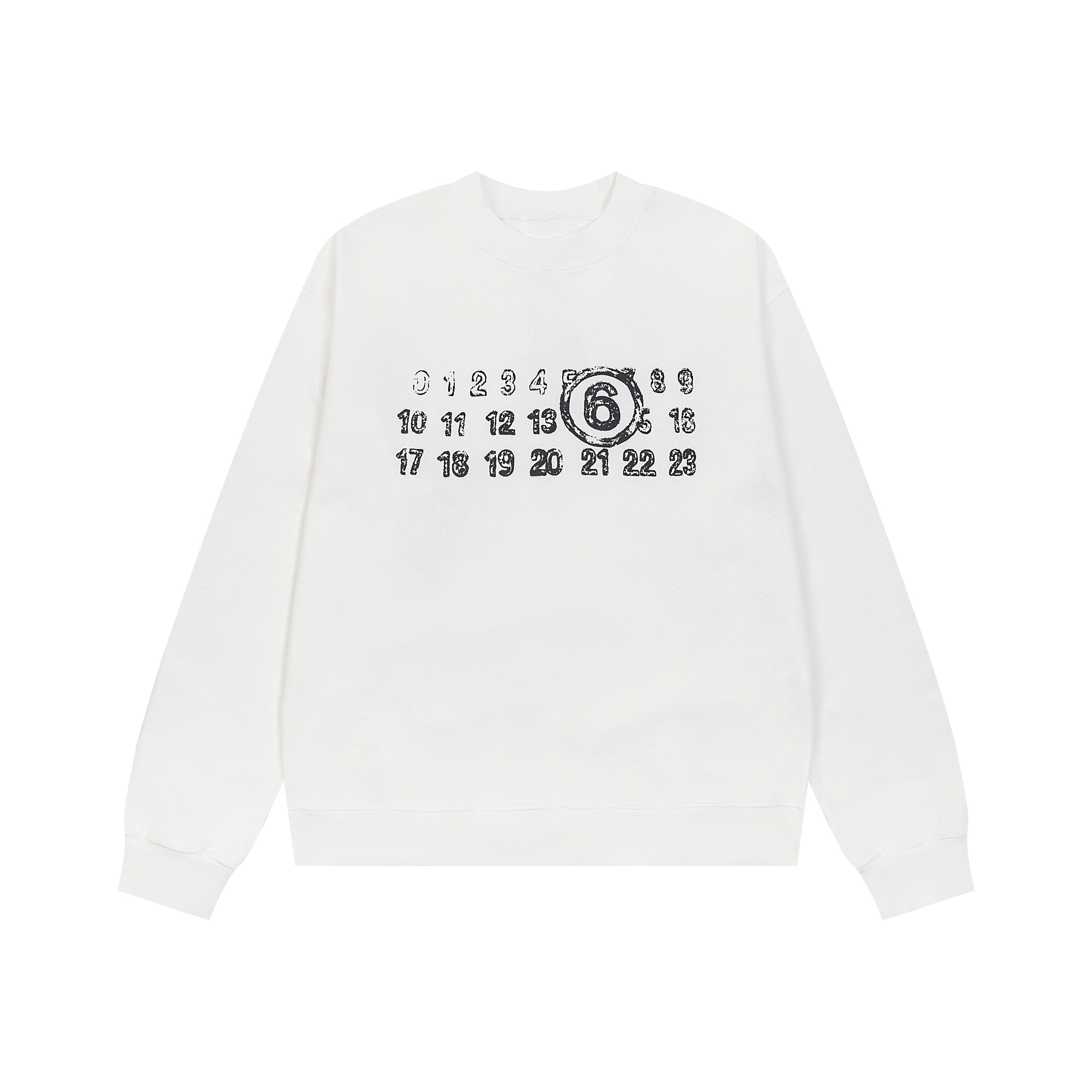 Maison Margiela Magira MM6 Round-Collar Calendar Print T-Shirt in Black and White - 图片 4