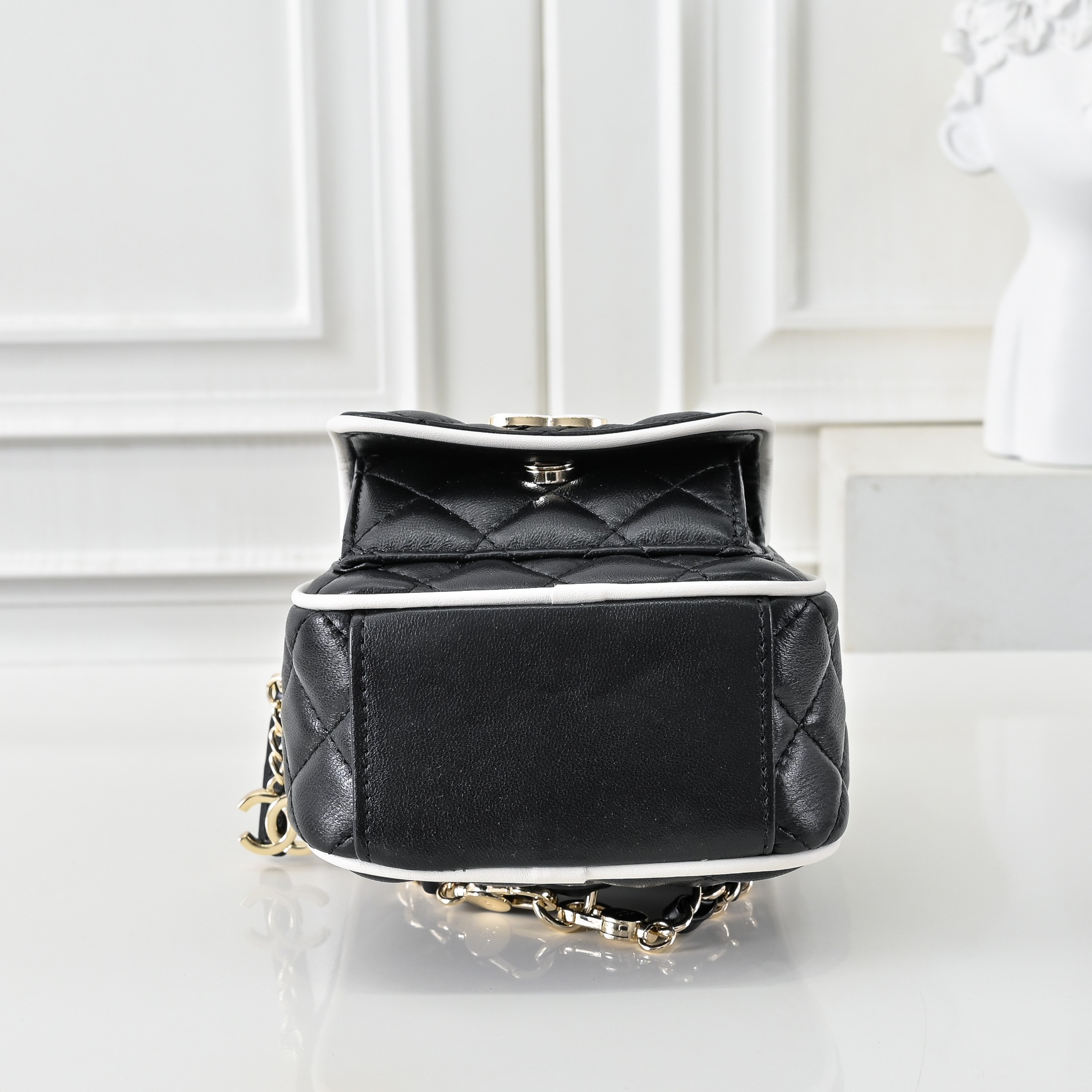 ，CHANE*25C新款mini黑扣配色小书包双肩包
一眼就爱上的小可爱！这只小巧精致近期真的太火🔥一眼