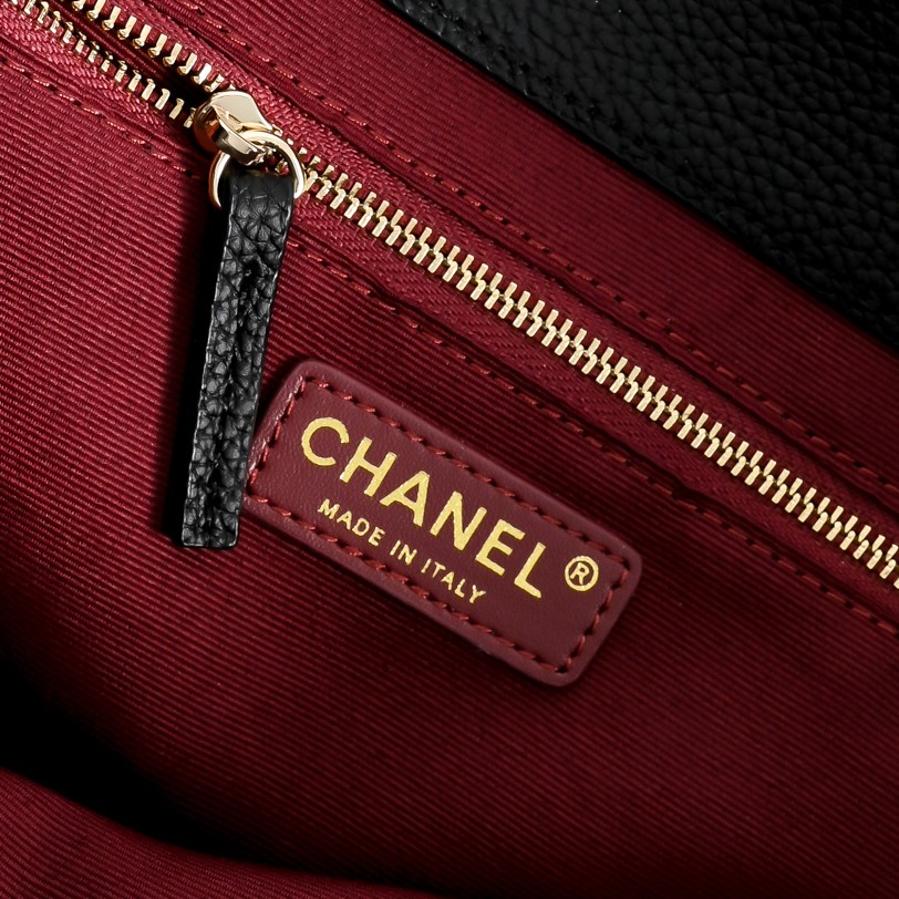 🌾OHAIVEL🌟🌟🌟Supermodel Tote托特包👜，黑色荔枝纹牛皮+金色双C Logo，简约大气超有质感✔️✔