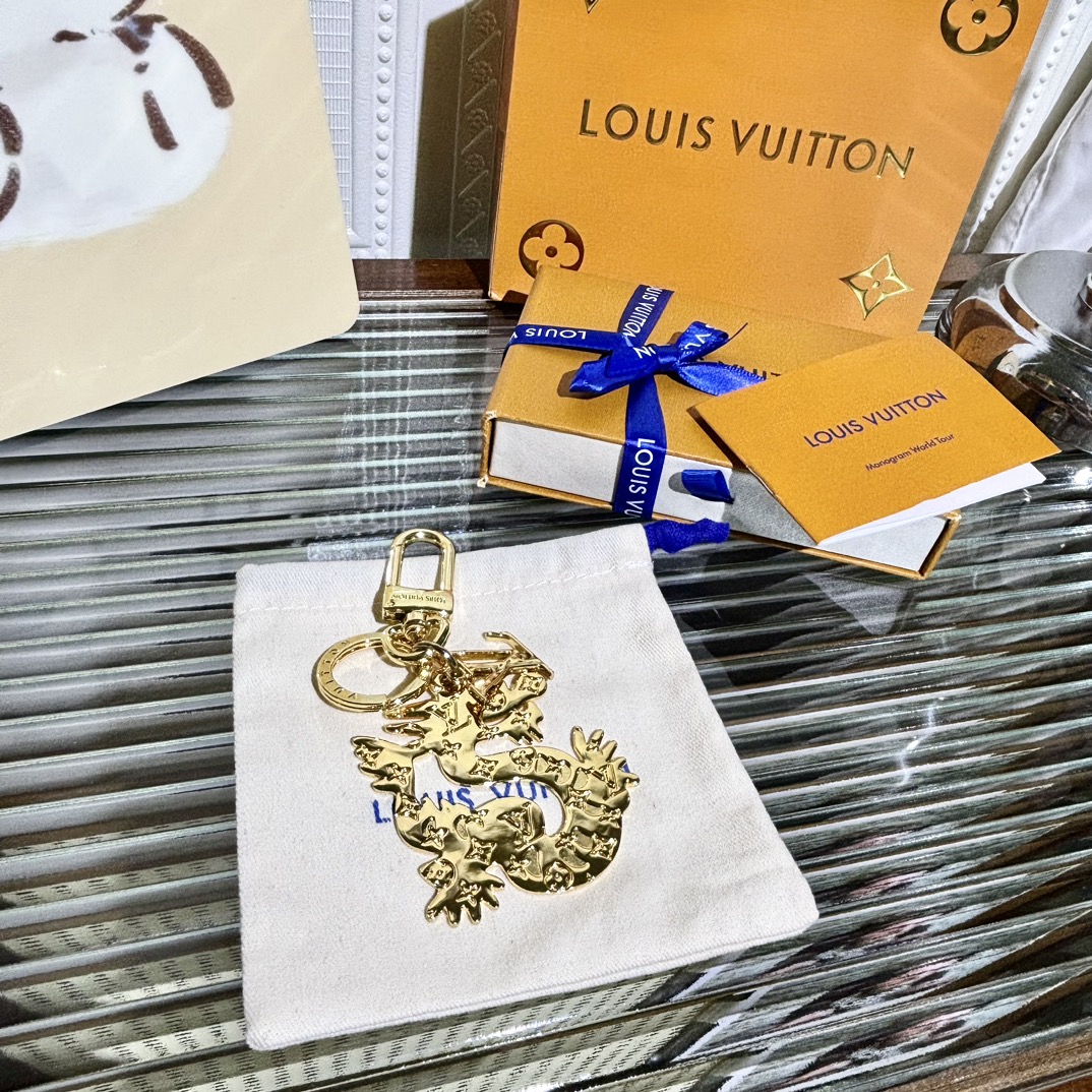 Gold Dragon Keychain - Front View
