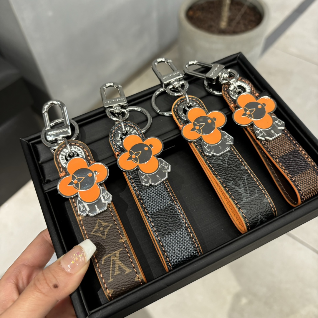 Enamel keychain attached to keys