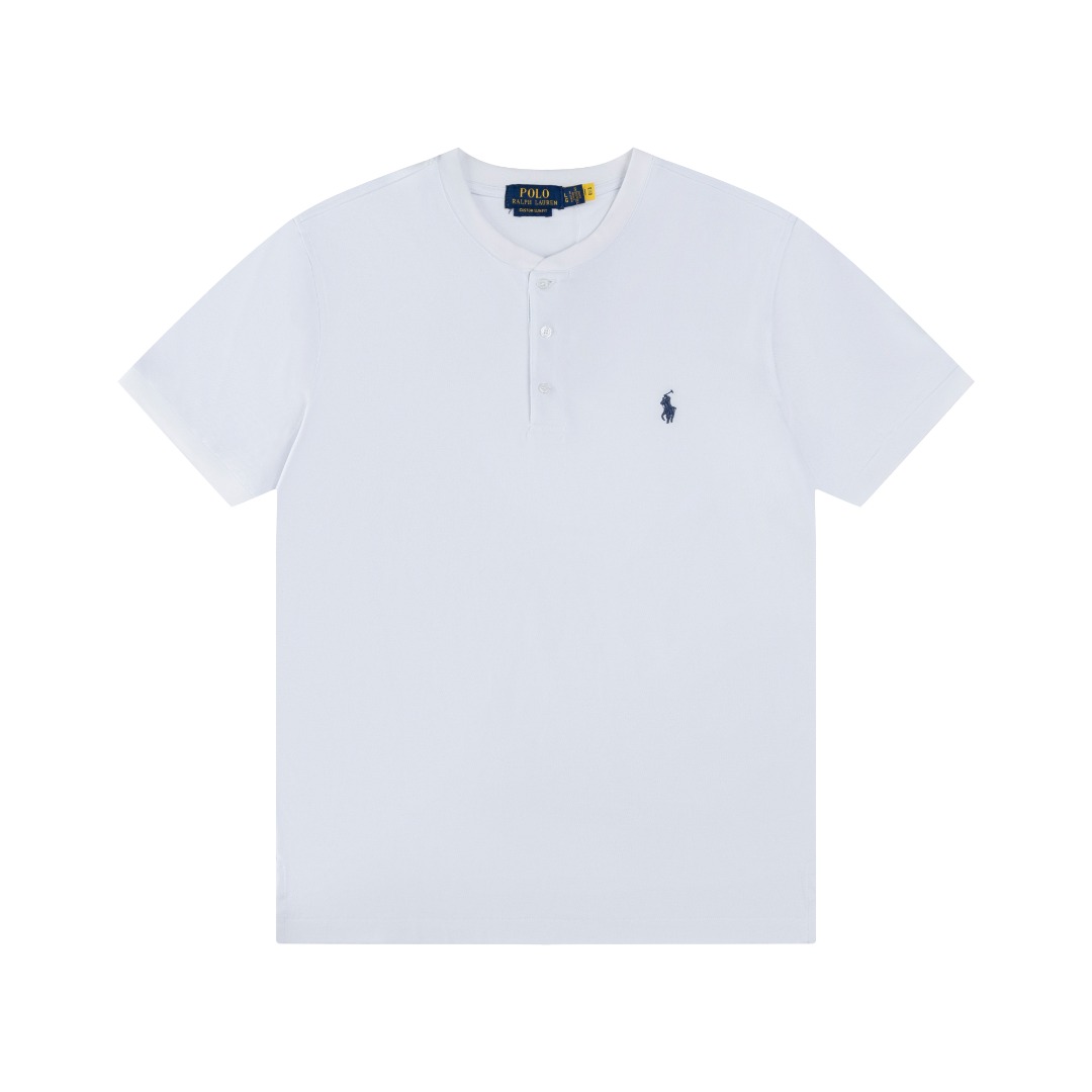 #R72 Ralph Lauren拉夫劳伦亨利领四色 立领开胸短袖T恤衫 面料100%珠地棉,胸口进口刺绣logo 定制螺纹领,经典刺绣,最高版本,商务休闲日常全部驾驭! 🌘3粒扣开襟,激光logo珠光树脂扣,袖口以及下摆采用双线缝制工艺,区别通货版本 颜色:白色 藏青色 白色黑条纹 藏青白条纹 衣长 胸围:102/108/116/124 肩宽 推荐体重:100-120/120-140/140-160/160-180斤