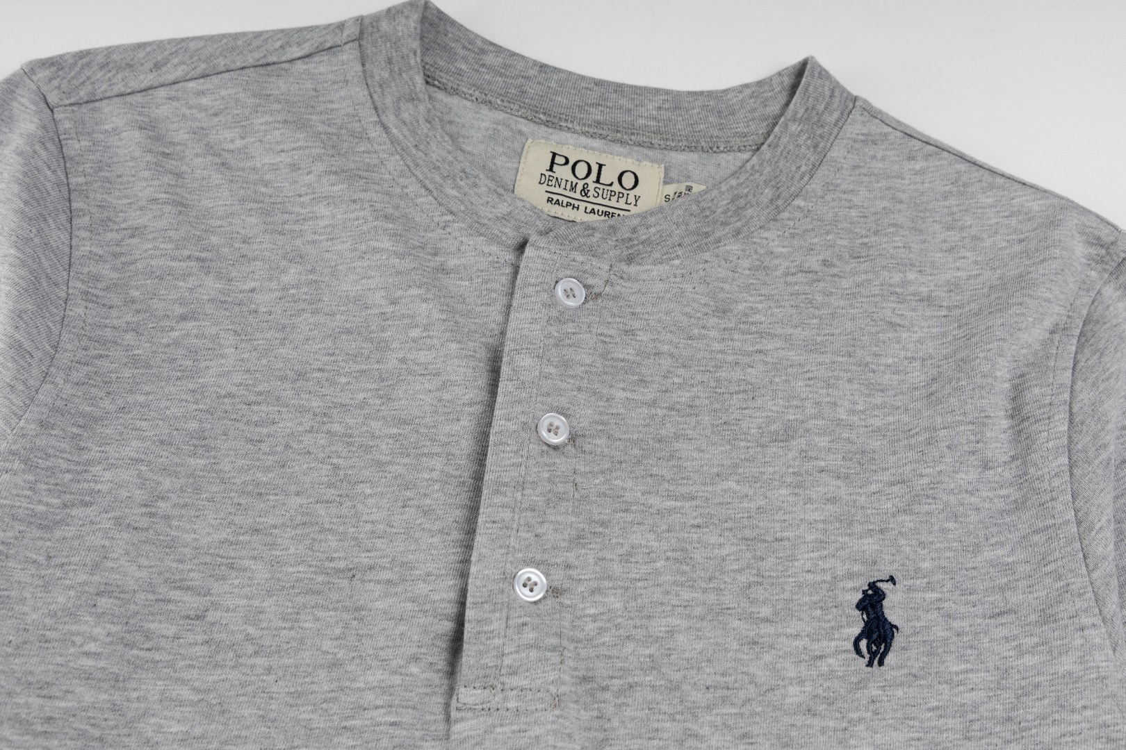 Ralph Lauren Ralph Lauren拉夫劳伦水洗重工磨毛做旧亨利立领开胸 长袖打底衫 薄款卫衣