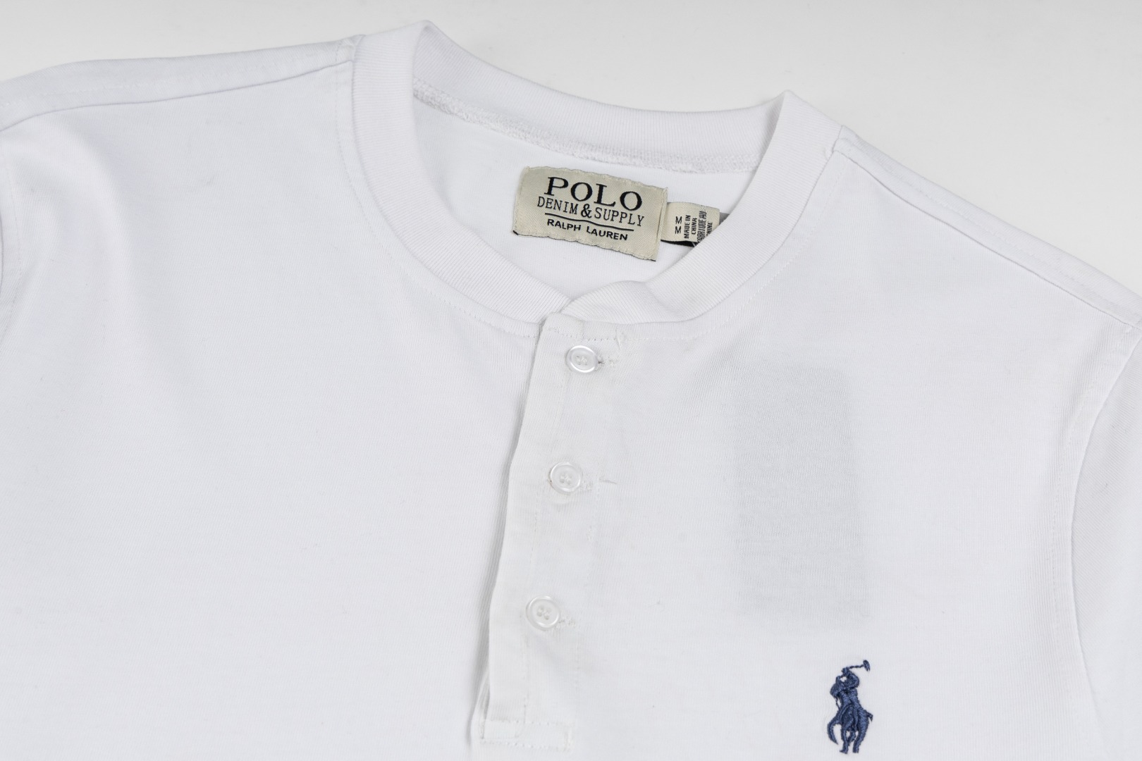 Ralph Lauren Ralph Lauren拉夫劳伦水洗重工磨毛做旧亨利立领开胸 长袖打底衫 薄款卫衣
