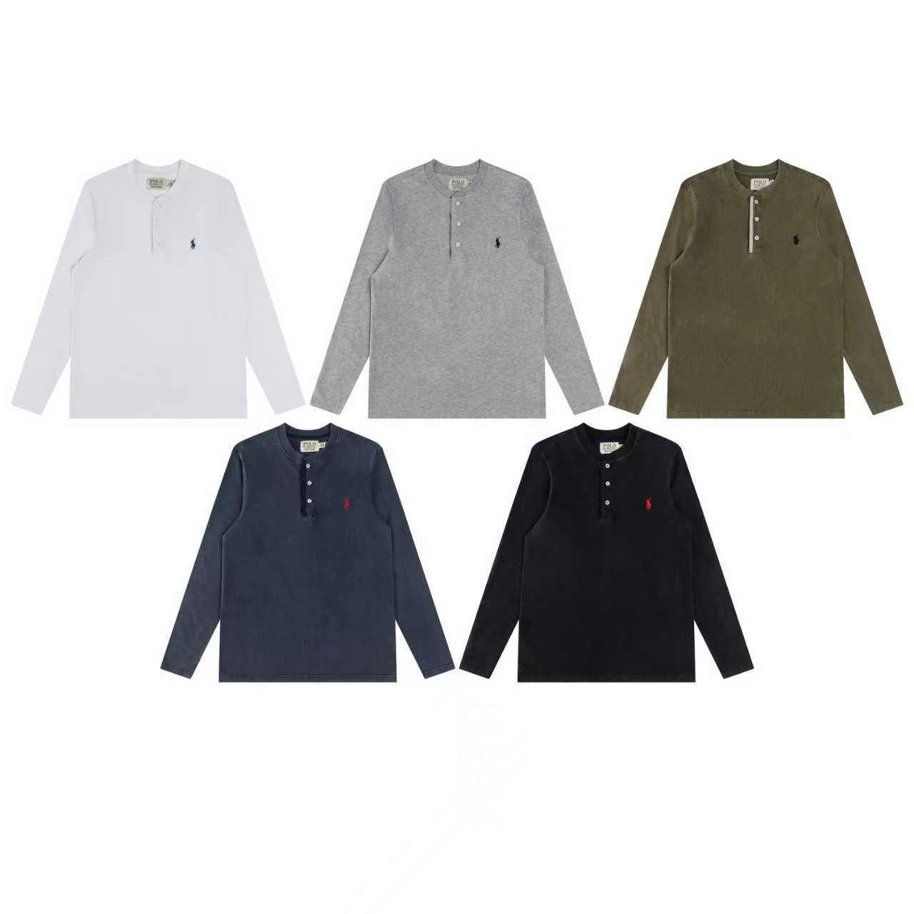 Ralph Lauren Ralph Lauren拉夫劳伦水洗重工磨毛做旧亨利立领开胸 长袖打底衫 薄款卫衣