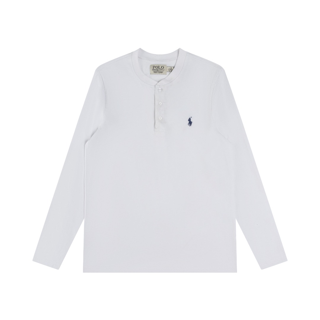 Ralph Lauren Ralph Lauren拉夫劳伦水洗重工磨毛做旧亨利立领开胸 长袖打底衫 薄款卫衣