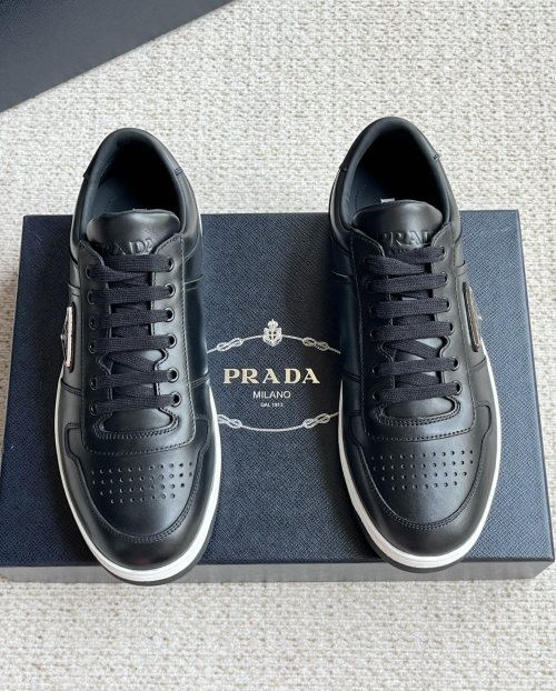 Prada Men's Nappa Leather Low-Top Sneakers - Black, Size 39-44 1 Prada Men's Nappa Leather Low-Top Sneakers - Black, Size 39-44
