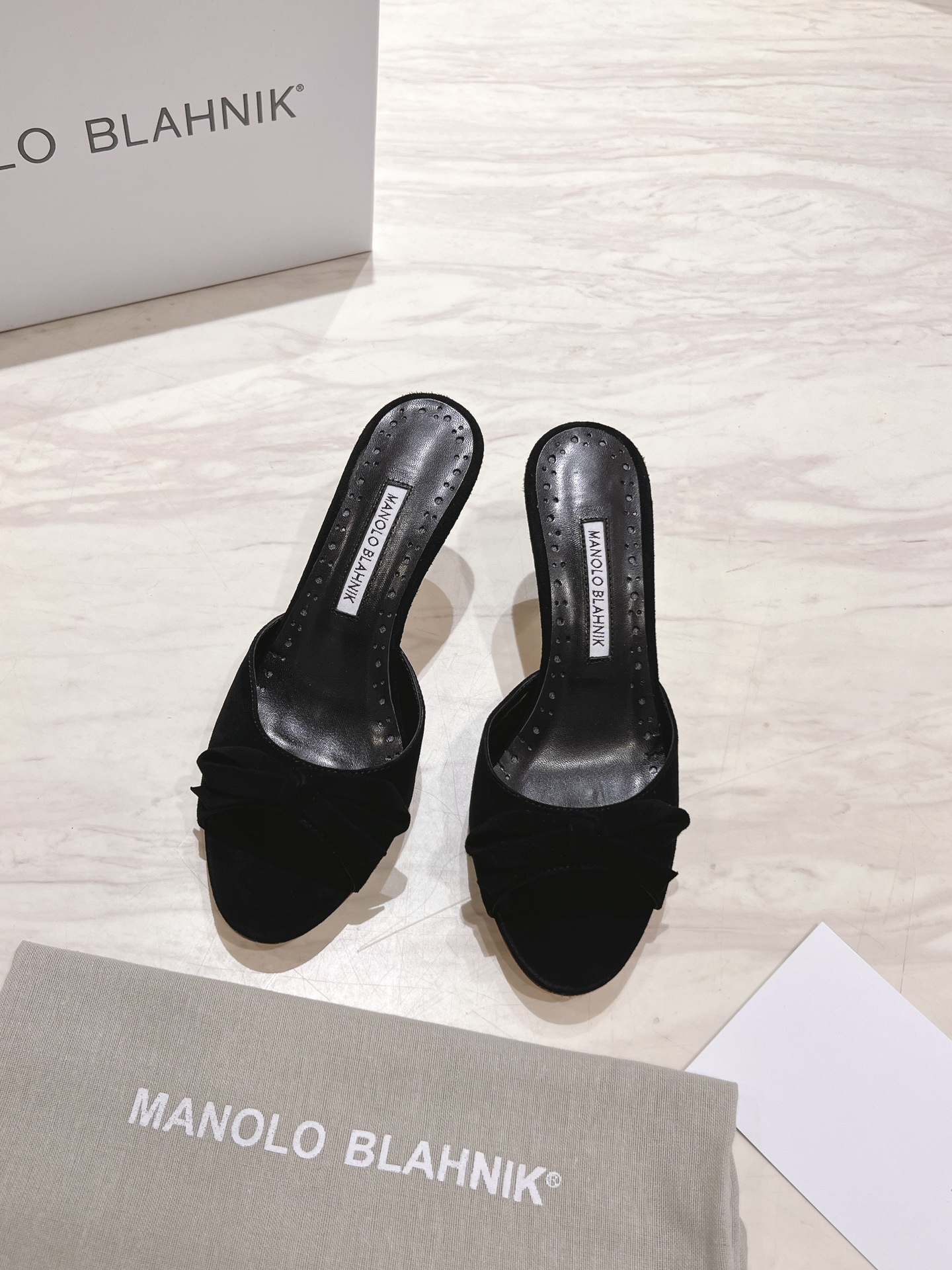 Manolo Blahnik Black Suede Mules with Bow Detail - 7.5cm Heel Height 11 i1713170698 5897 0