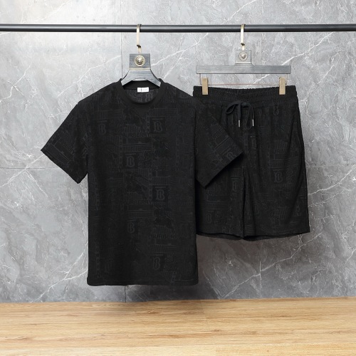 Burberry Men's Black Jacquard Towel Short Sleeve Casual Suit 1 Burberry Men’s Black Jacquard Towel Short Sleeve Casual Suit