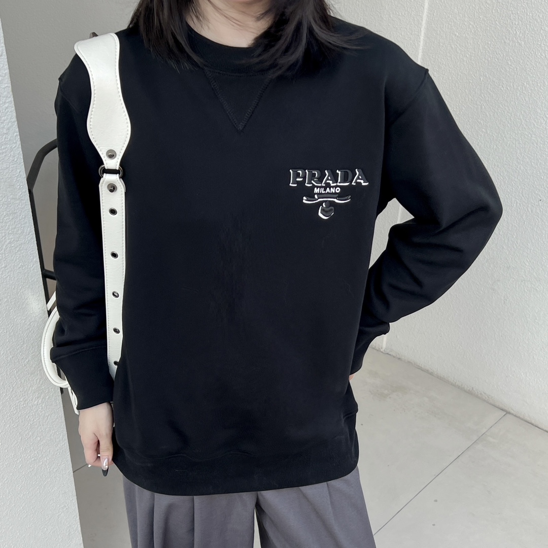 16 Prada 普拉达 阴影小刺绣卫衣