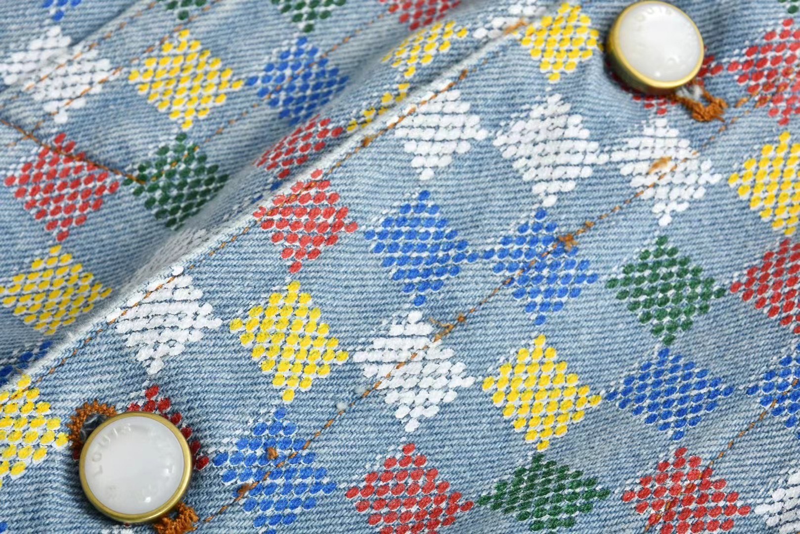 Louis Vuitton Denim Jacket, Multicolor Square Pattern, Sizes S-XL 5 i1742326399580 767 0 4