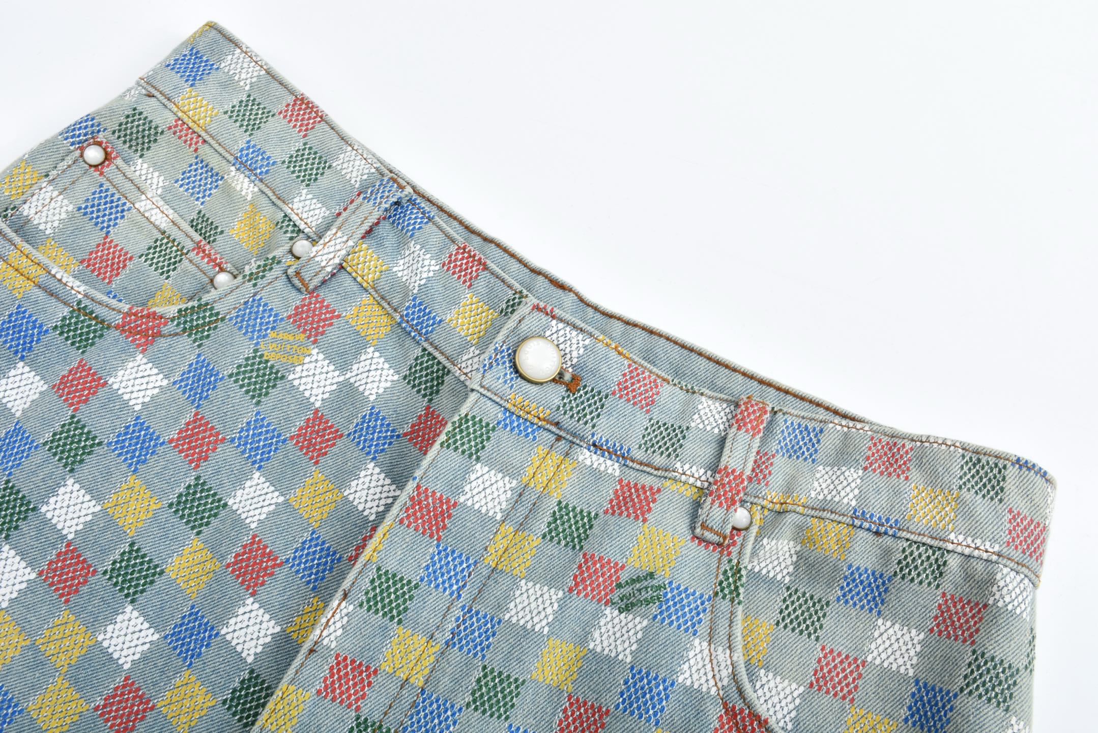 Louis Vuitton Multicolor Pixelated Damier Denim Jeans S-XL 4 i1743055477468 4163 0 2