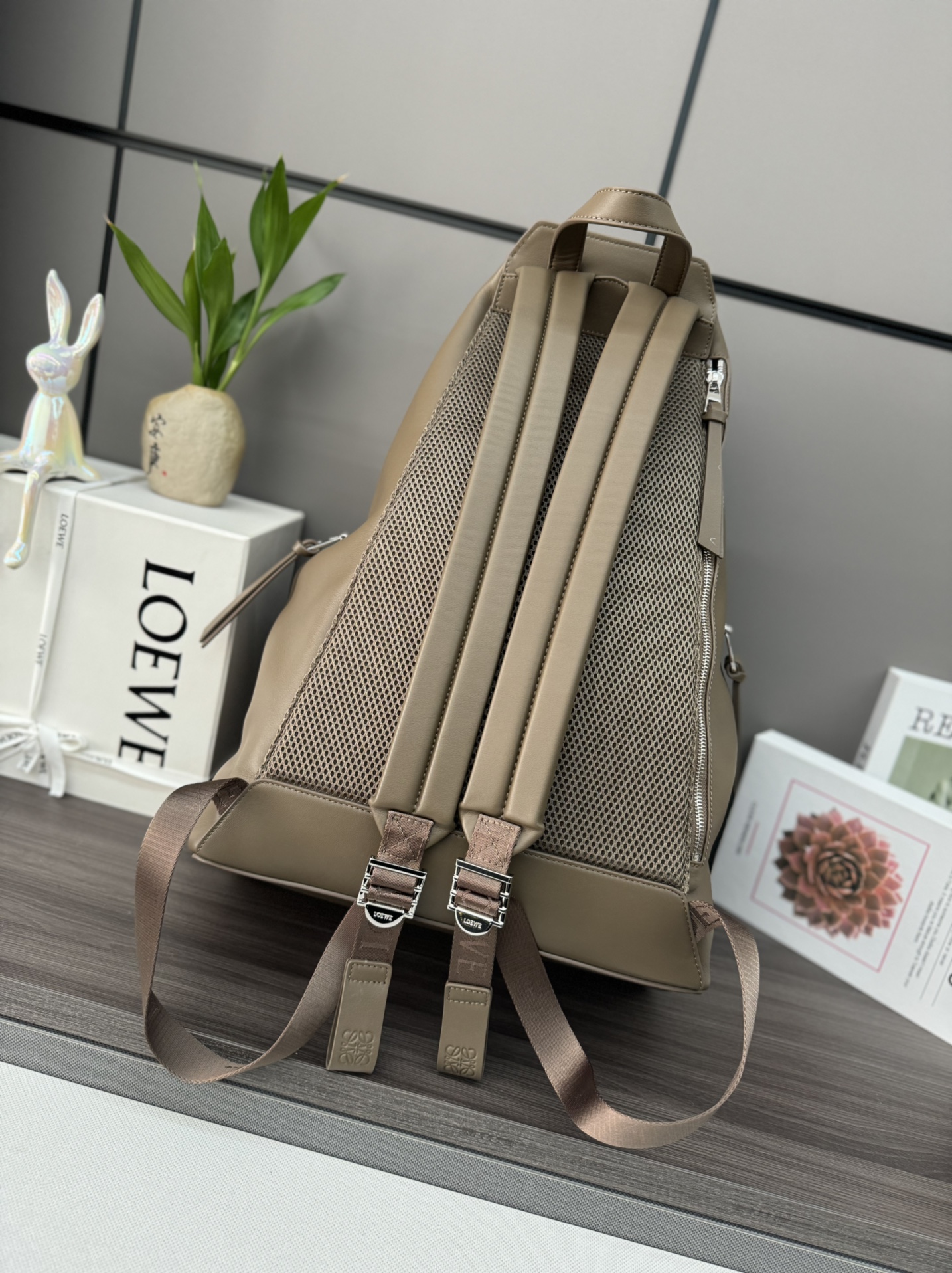 Loewe Large Khaki Leather Backpack for Men - Versatile & Stylish 4 i1703438371 134 0