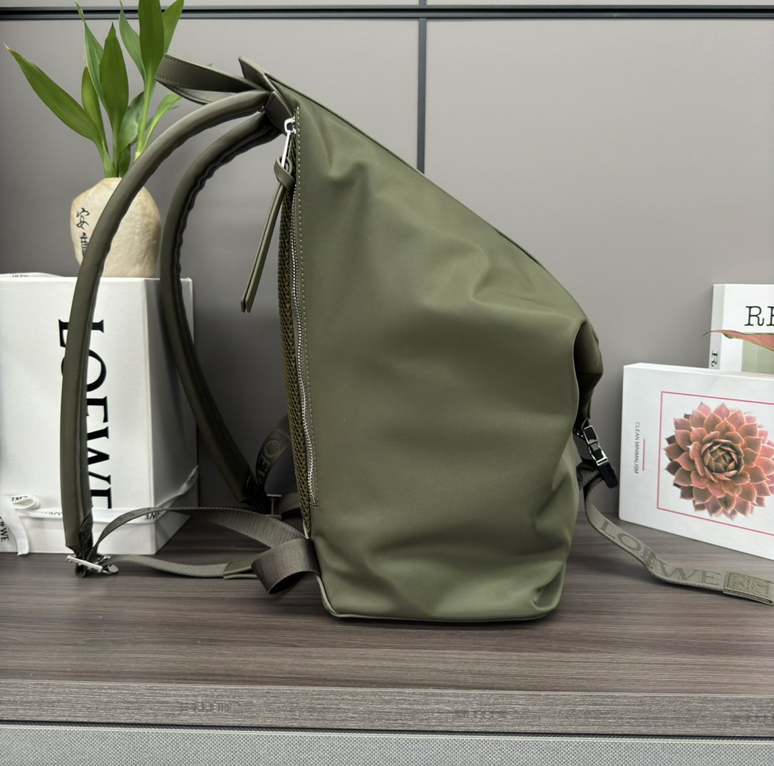 Loewe Small Military Messenger Backpack in Nylon and Calfskin Leather 3 i1703515737 4463 0
