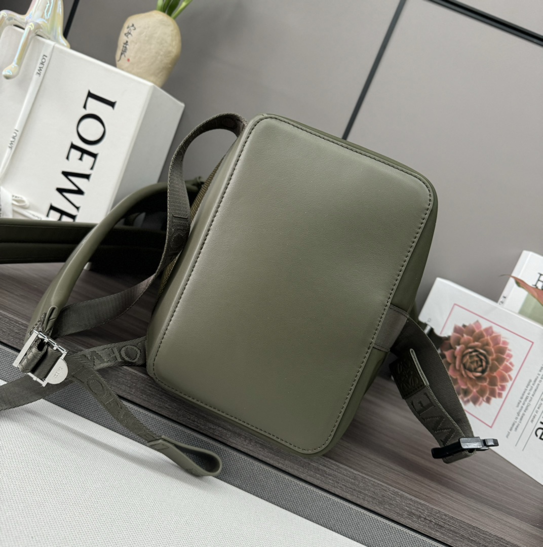 Loewe Small Military Messenger Backpack in Nylon and Calfskin Leather 6 i1703515737 7434 0