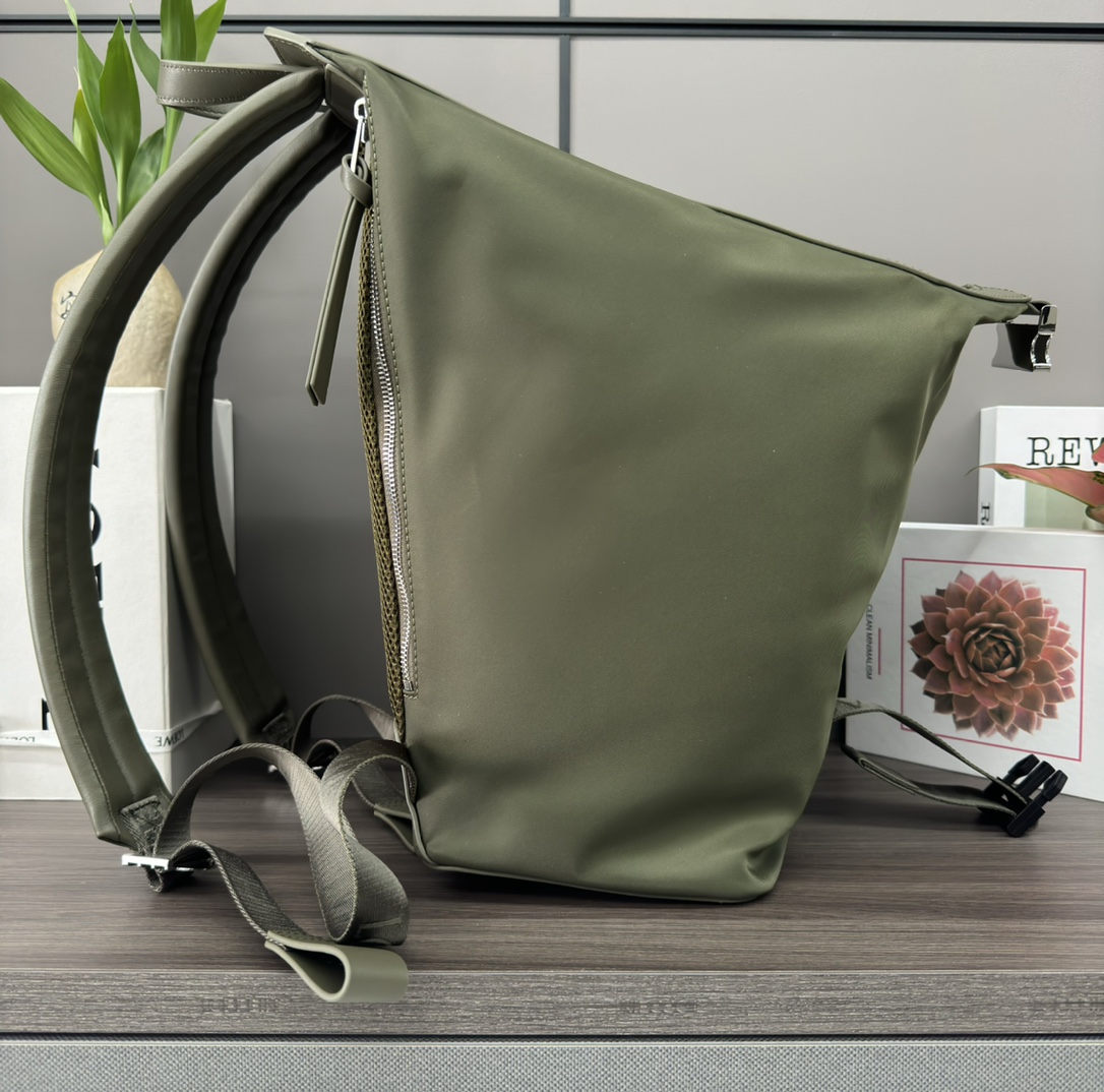 Loewe Small Military Messenger Backpack in Nylon and Calfskin Leather 8 i1703515738 5190 0
