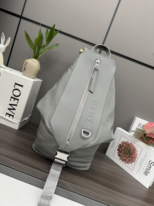 Loewe Small Military Messenger Backpack in Nylon and Calfskin Leather 1 Loewe Small Military Messenger Backpack in Nylon and Calfskin Leather
