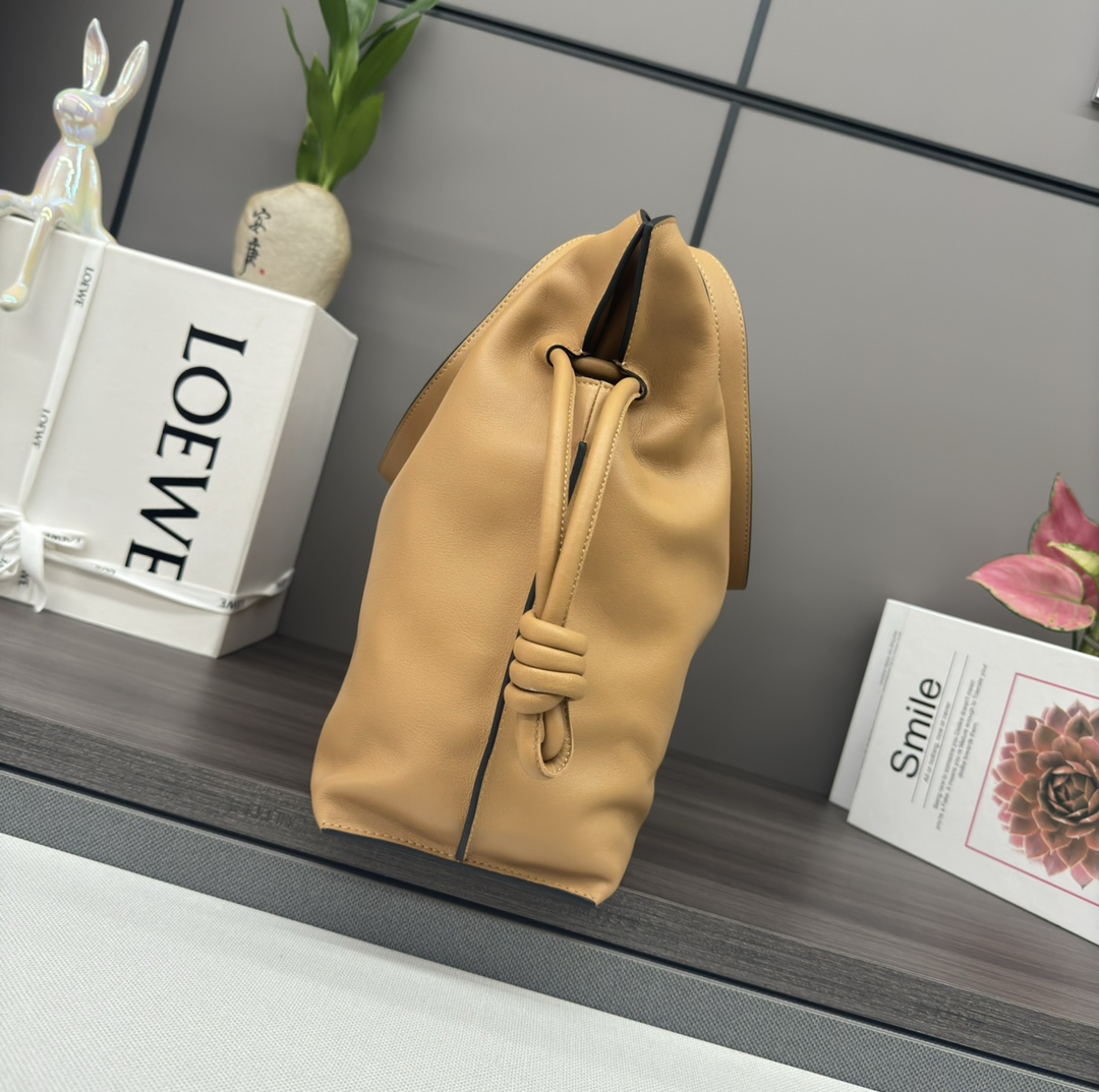 LOEWE Flamenco Large Nappa Leather Drawstring Tote Bag, Tan 3 i1713203035 1371 6