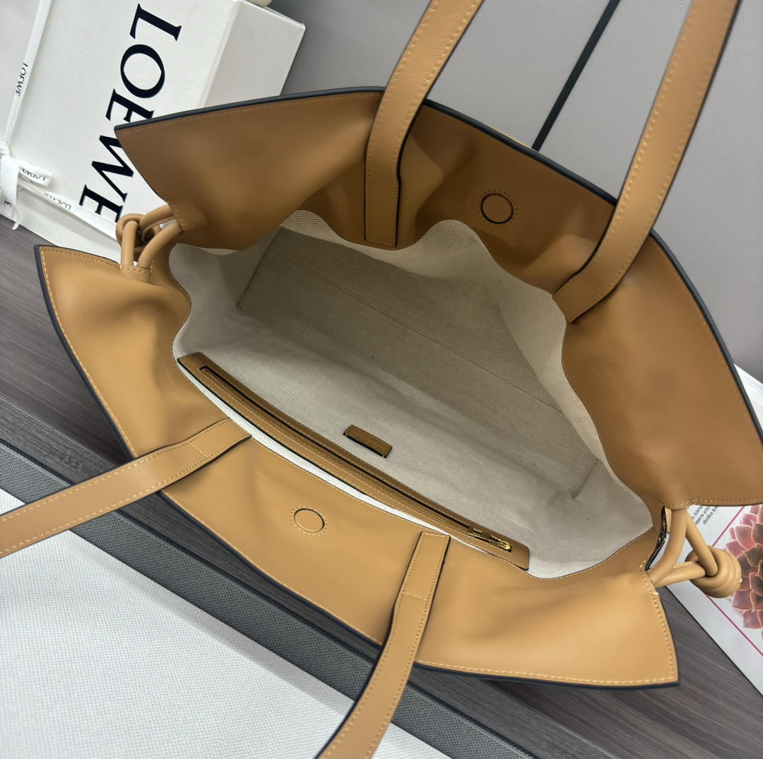 LOEWE Flamenco Large Nappa Leather Drawstring Tote Bag, Tan 8 i1713203035 2199 2