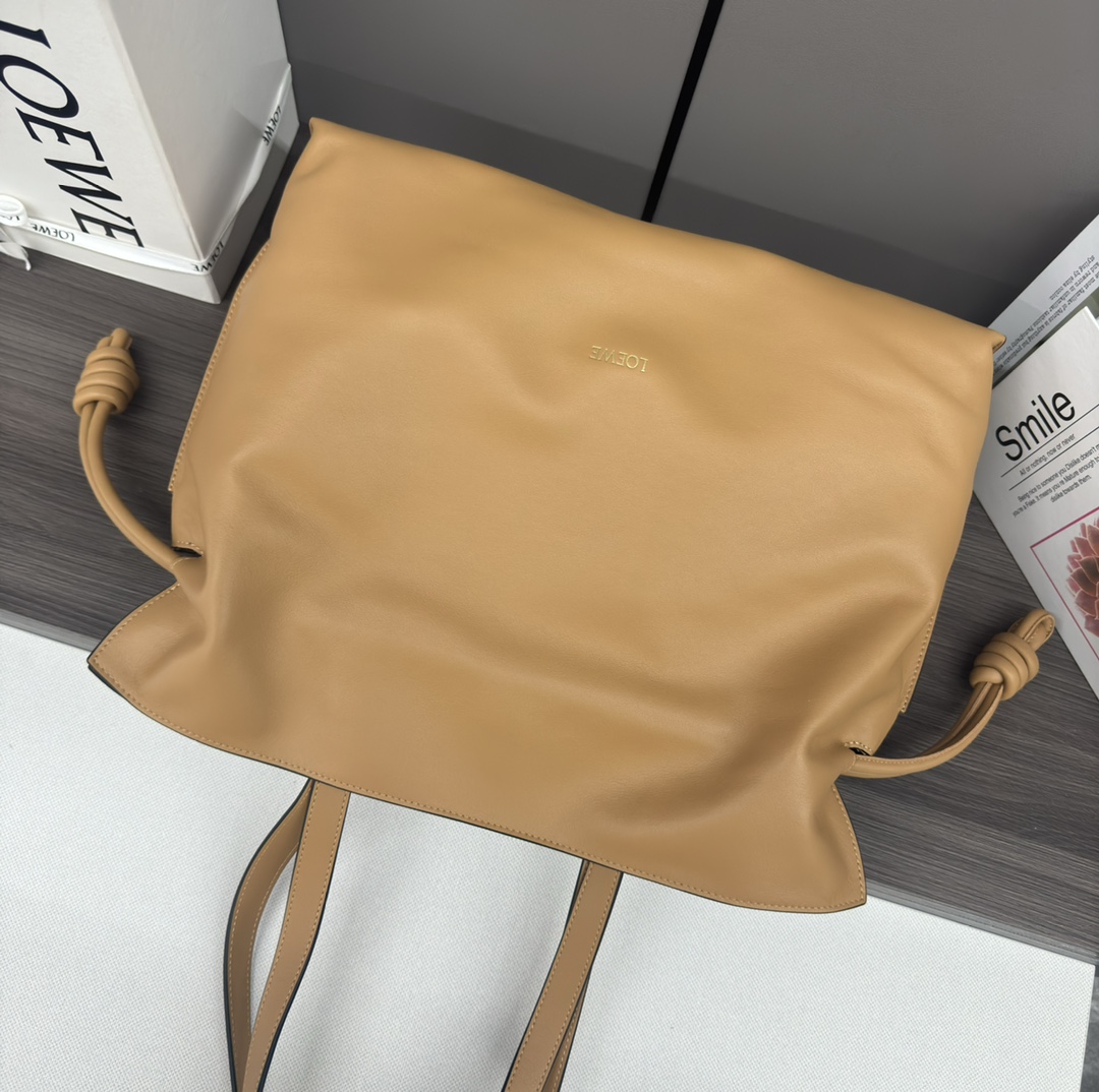 LOEWE Flamenco Large Nappa Leather Drawstring Tote Bag, Tan 9 i1713203035 7507 4