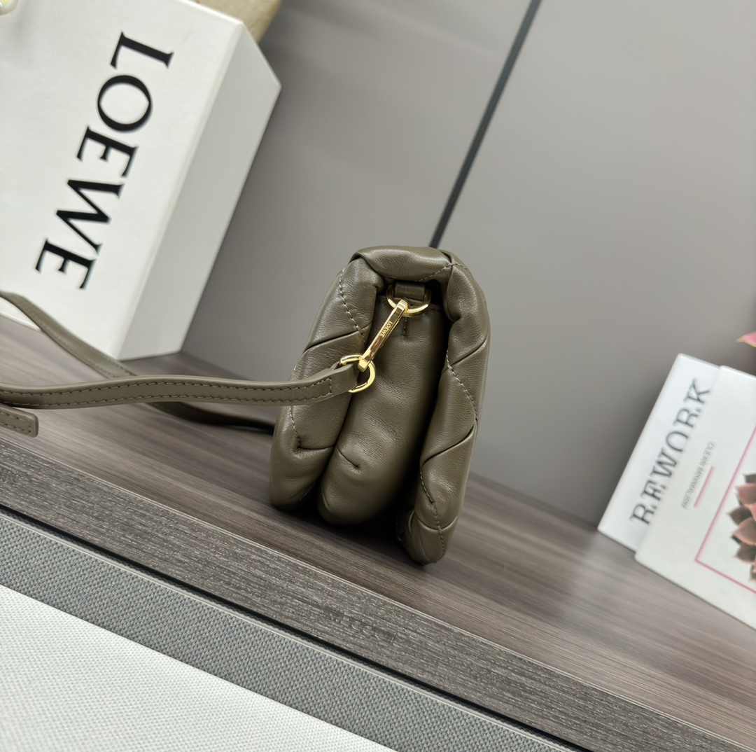 Loewe Puffer Goya Mini Bag in Olive Nappa Leather with Chain and Strap 3 i1720961192 3711 0