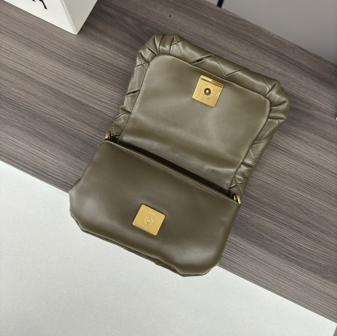 Loewe Puffer Goya Mini Bag in Olive Nappa Leather with Chain and Strap 8 i1720961193 3749 6