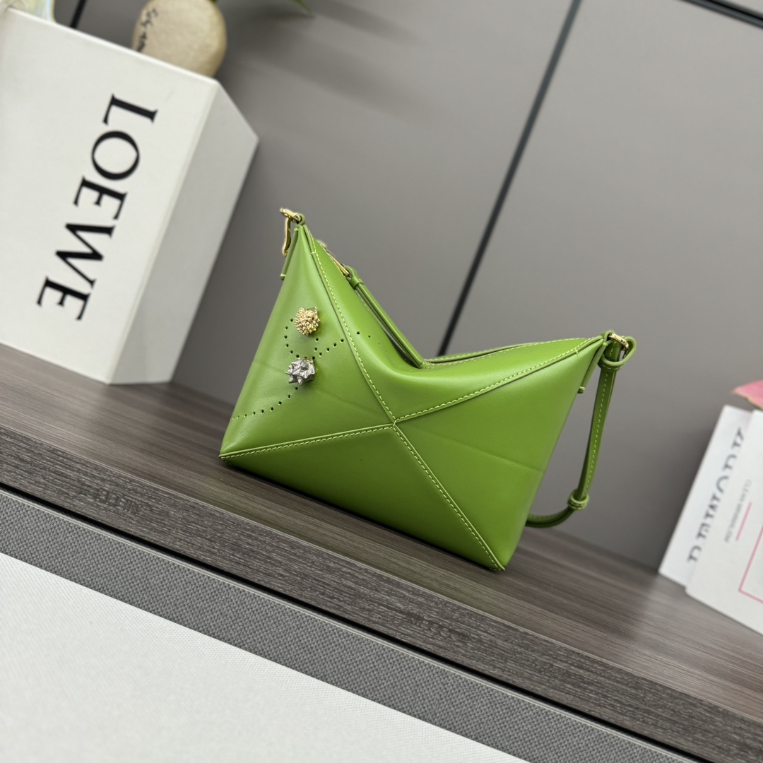 Loewe Puzzle حقيبة حقيبة يد أكياس القابض برونزینگ جلد البقر Pouch