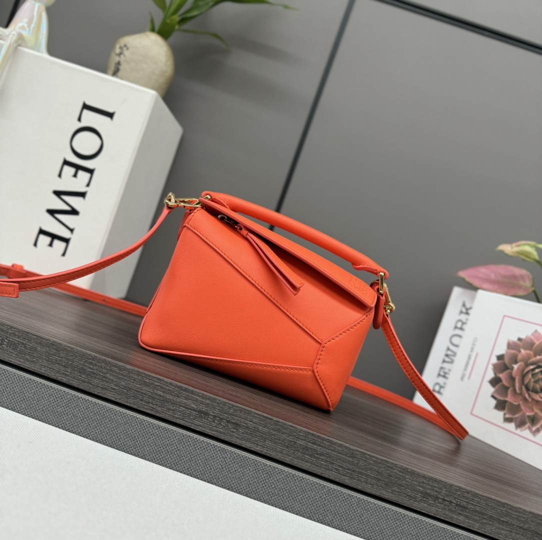 High Quality Designer Replica
 Loewe Puzzle Bags Handbags Calfskin Canvas Cotton Cowhide Edge Mini