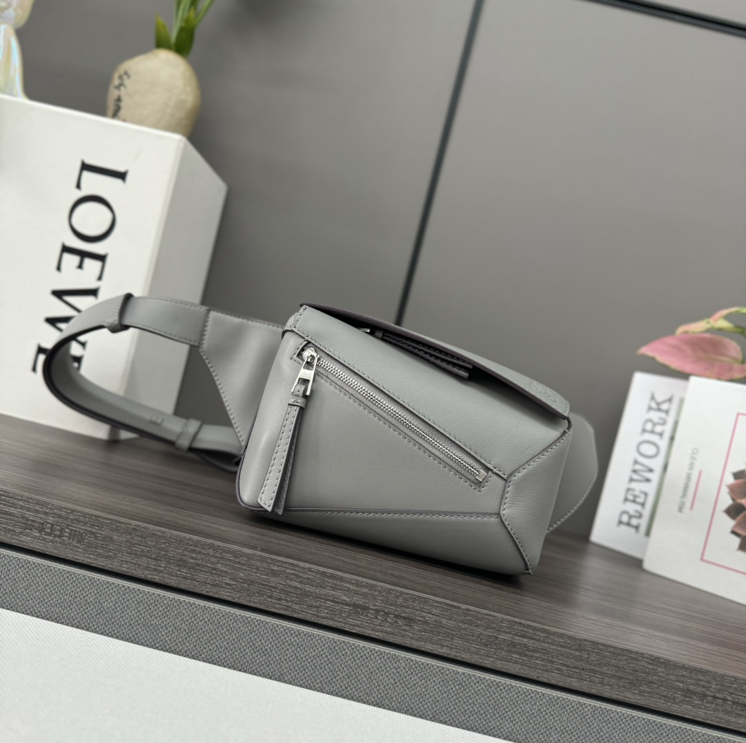 Loewe Puzzle Mini Leather Belt Bag Crossbody, Adjustable Strap, Gray 1 i1730218165 2613 2