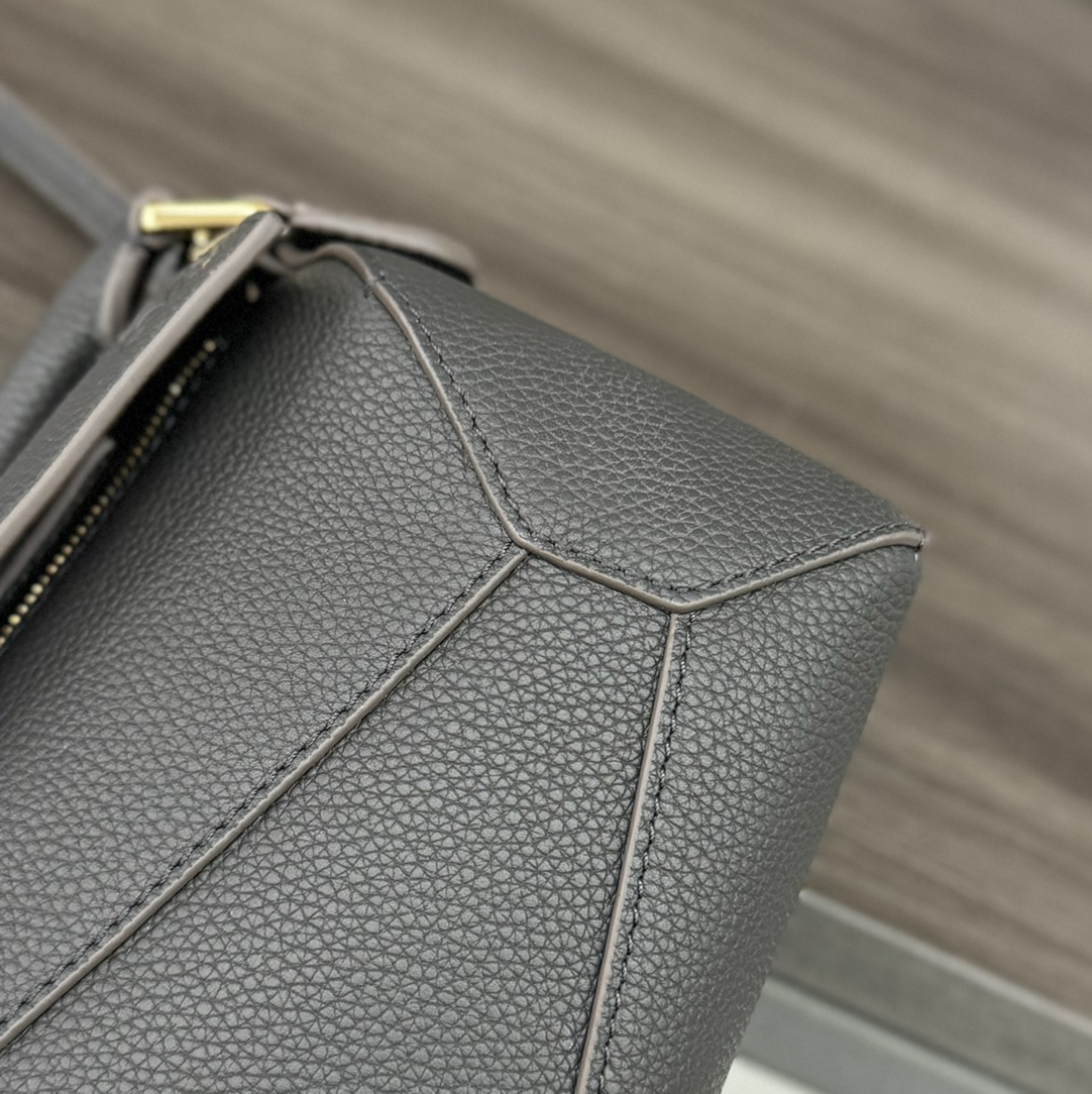 LOEWE Puzzle Edge Bag in Soft Grained Calfskin Leather, Gray, Mini Size 7 i1732296442 5003 1