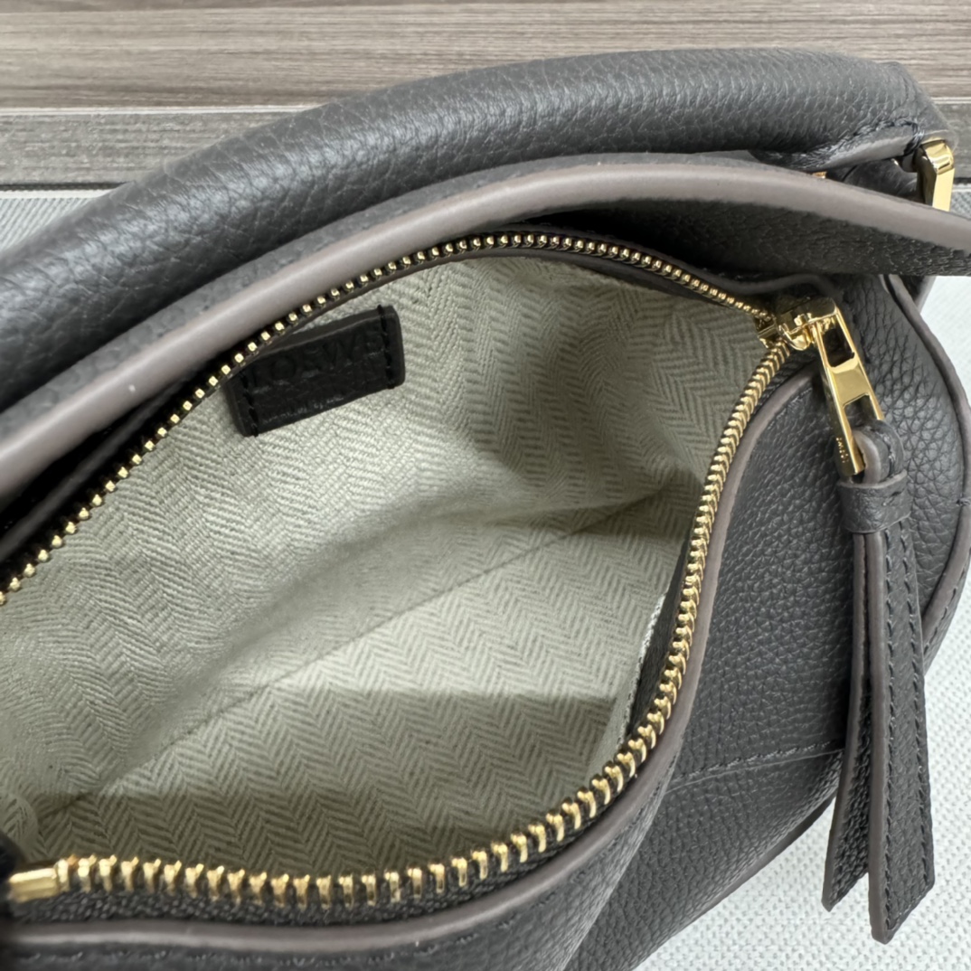 LOEWE Puzzle Edge Bag in Soft Grained Calfskin Leather, Gray, Mini Size 9 i1732296443 3240 5