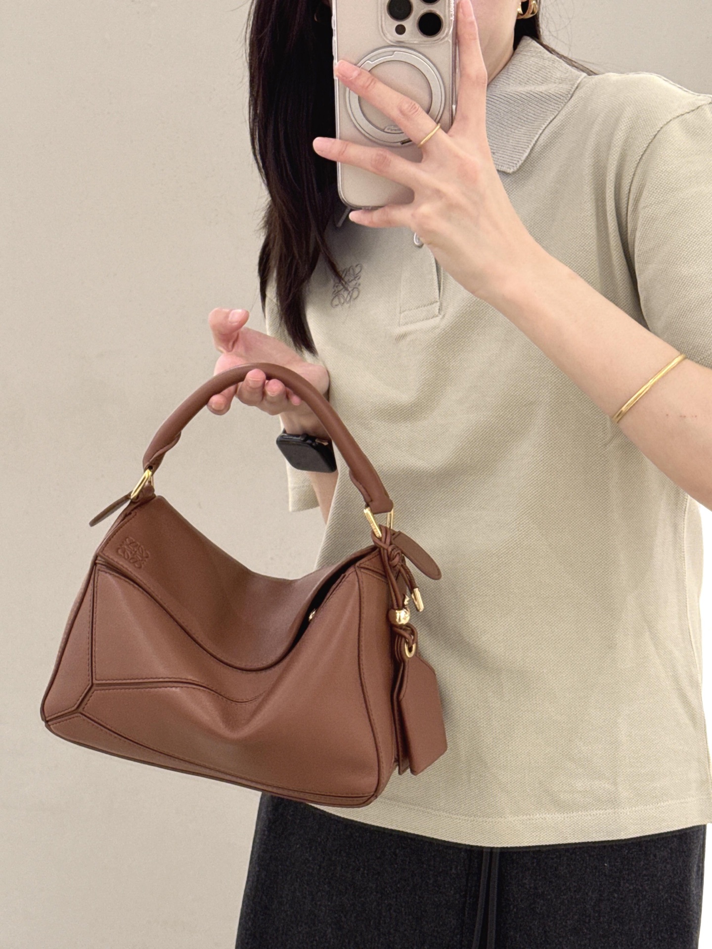 Loewe Puzzle Small Bag, Walnut Nappa Leather, Lightweight Commute Essential 1 i1743439872949 5493 0 0