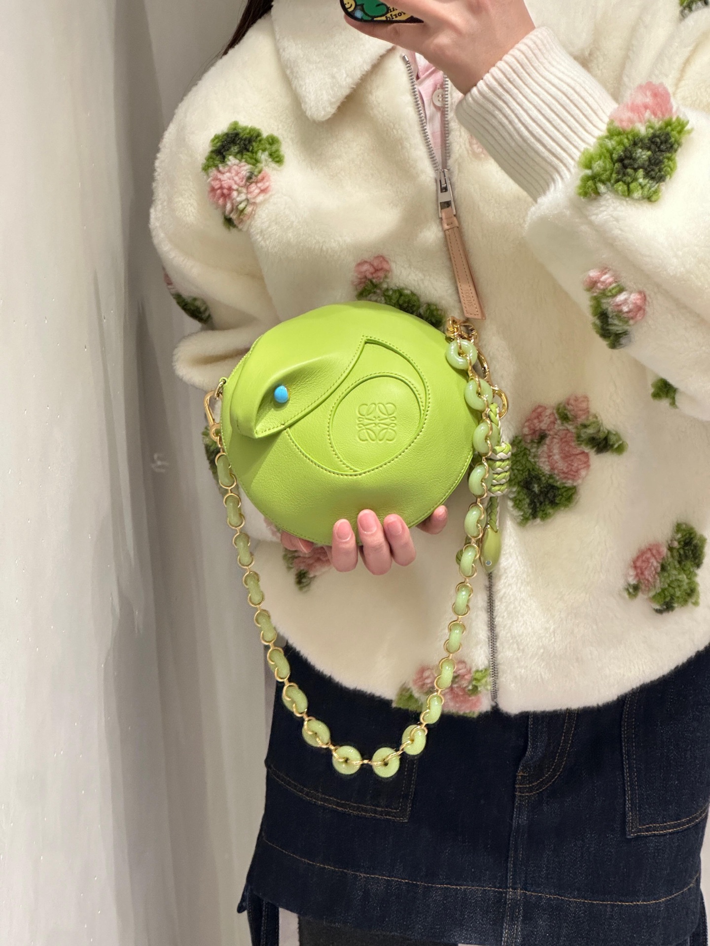 Loewe Green Snake Year Collection Small Round Bag, Luxury Leather Crossbody 6 i1745000134972 897 0 5