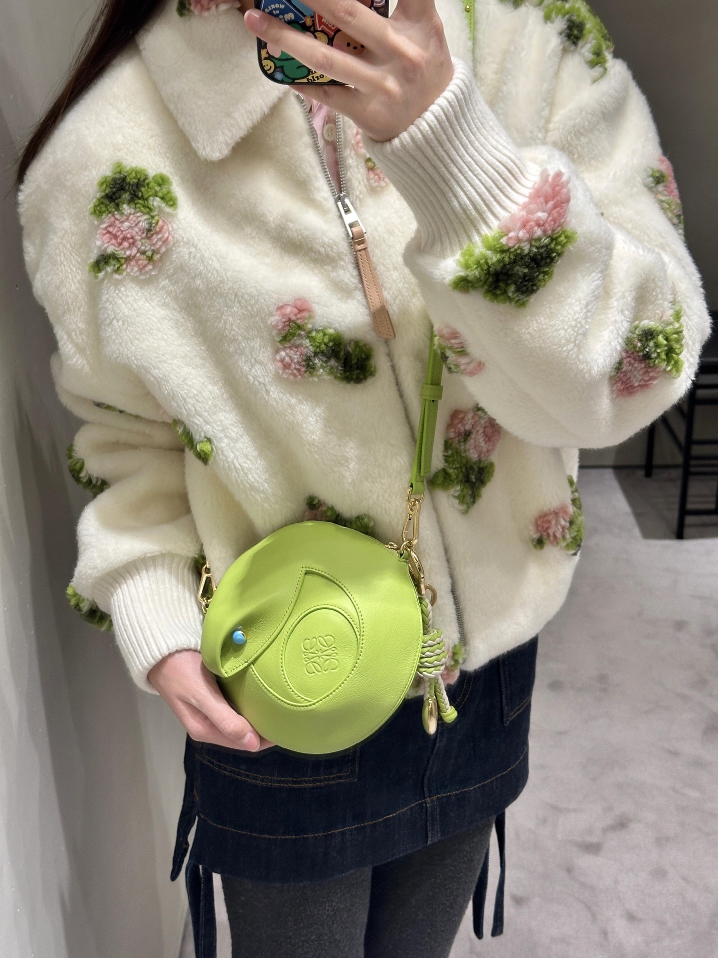 Loewe Green Snake Year Collection Small Round Bag, Luxury Leather Crossbody 8 i1745000142307 9661 0 7