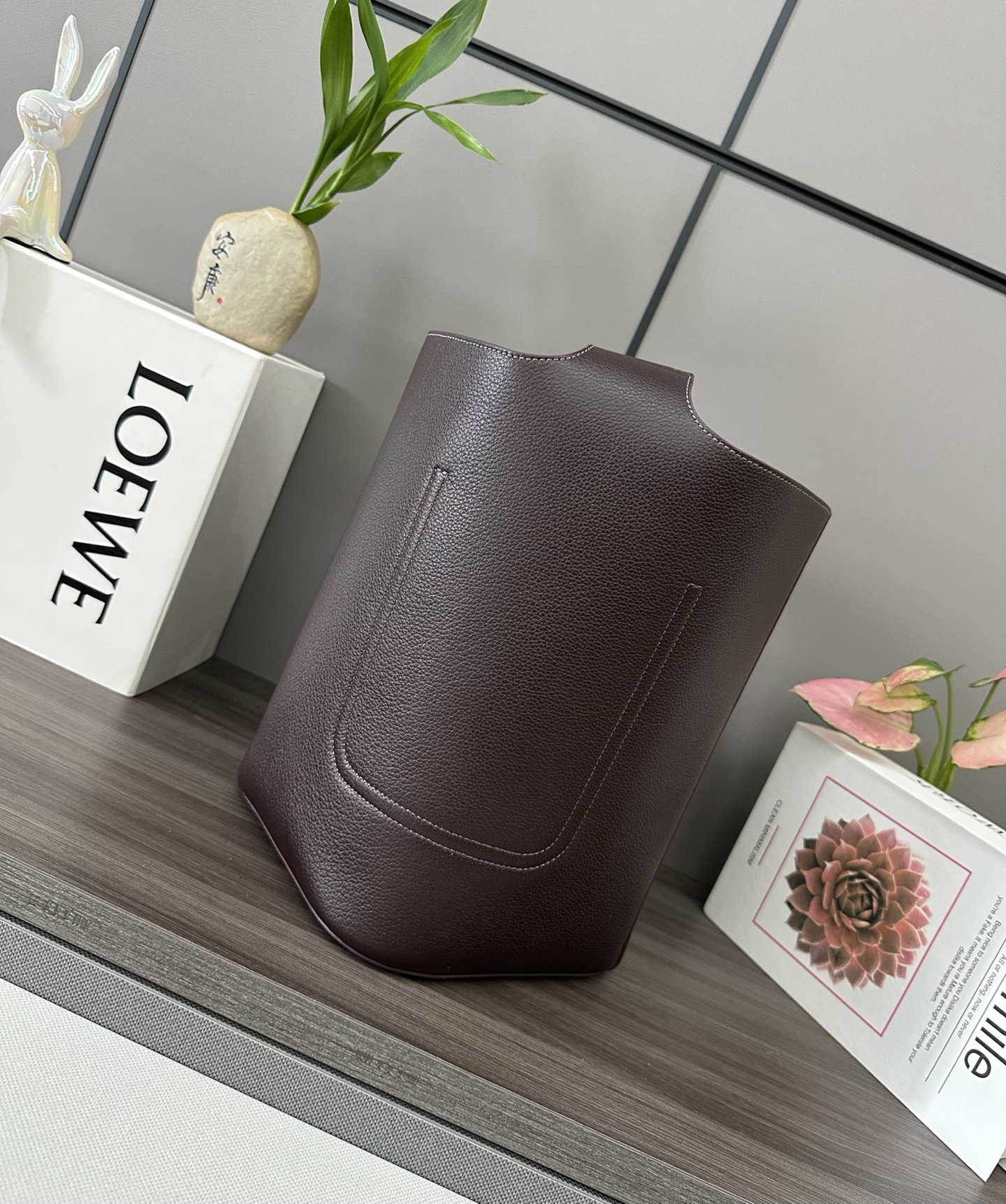 Loewe Medium Soft Brown Leather Pebble Bucket Bag with Anagram Hardware 4 i1745343548201 7026 0 2
