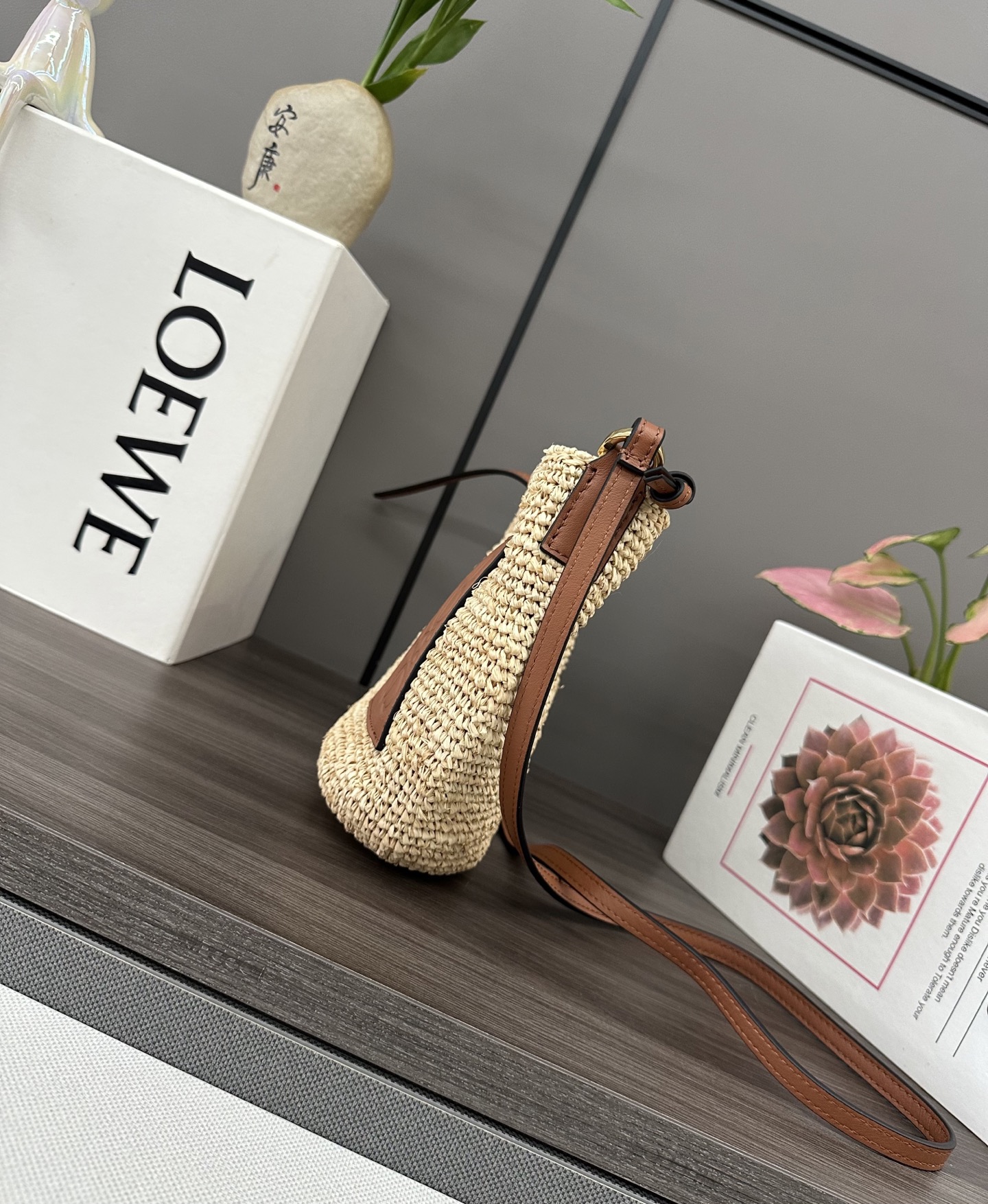 Loewe Slit Pochette Raffia and Leather Crossbody Bag - Natural/Tan 2 i1745428180000 2811 0 1
