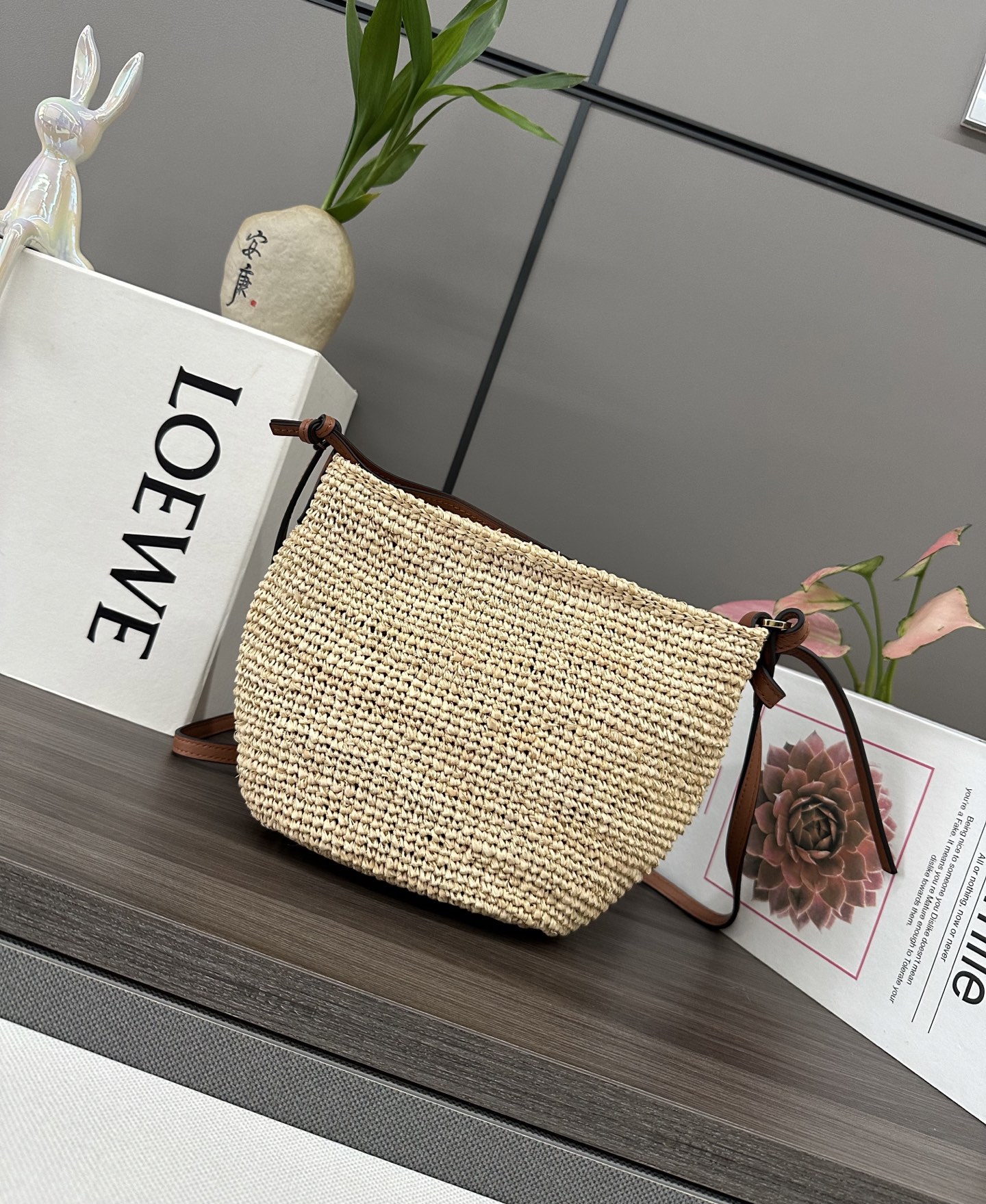Loewe Slit Pochette Raffia and Leather Crossbody Bag - Natural/Tan 3 i1745428180001 5431 0 2