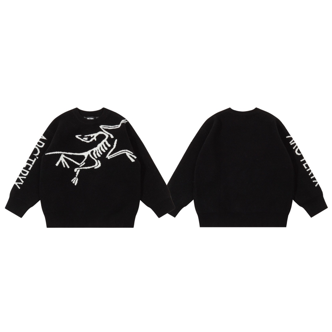 Arcteryx Clothing Knit Sweater Sweatshirts Black Unisex Knitting Wool Fall/Winter Collection