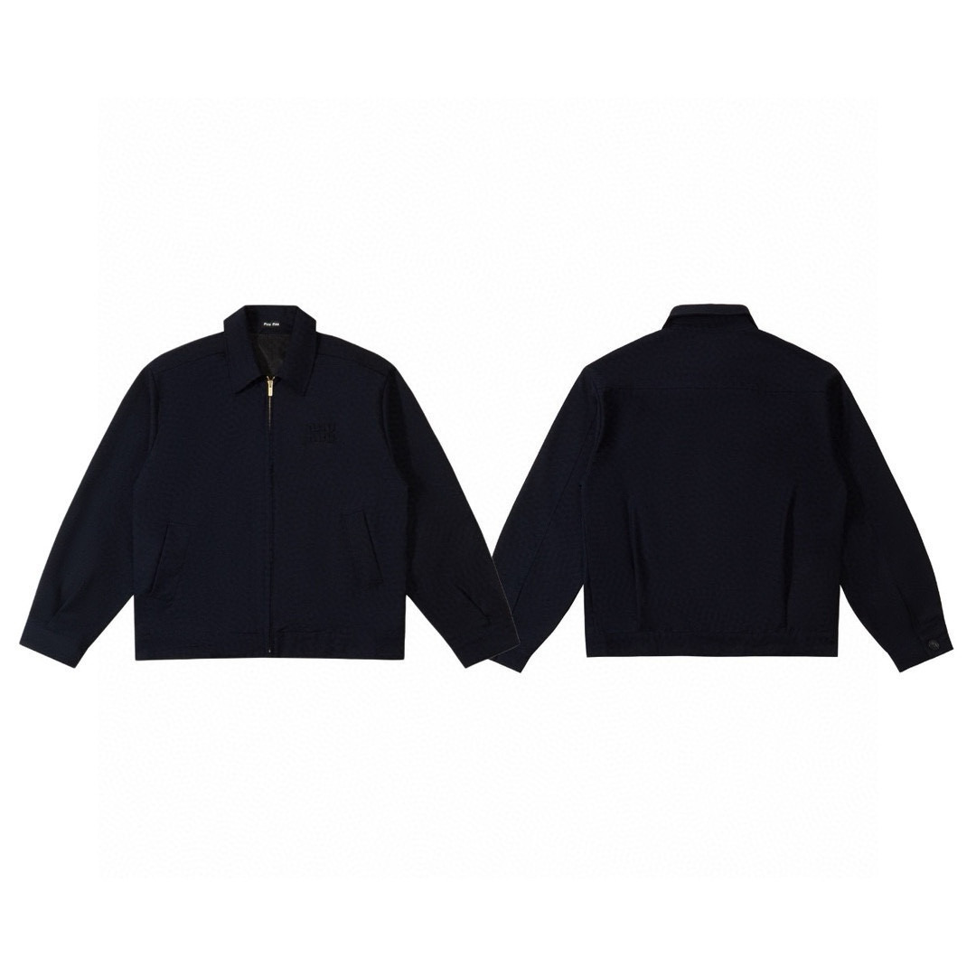 Miu Miu Wool Blend Embroidered Collar Jacket - Parisian Chic